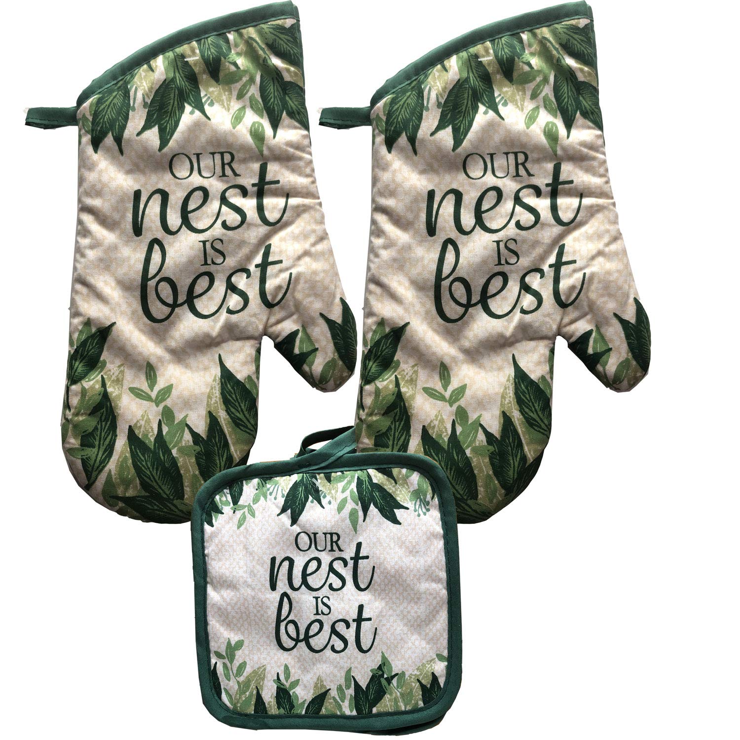 Best Nest Heat Resistant Oven Mitts and Pot Holders Set - 2-Pack Kitchen Safety Accessories for Baking, Grilling, and Cooking - Perfect for Home Chefs and Holiday Gift Giving