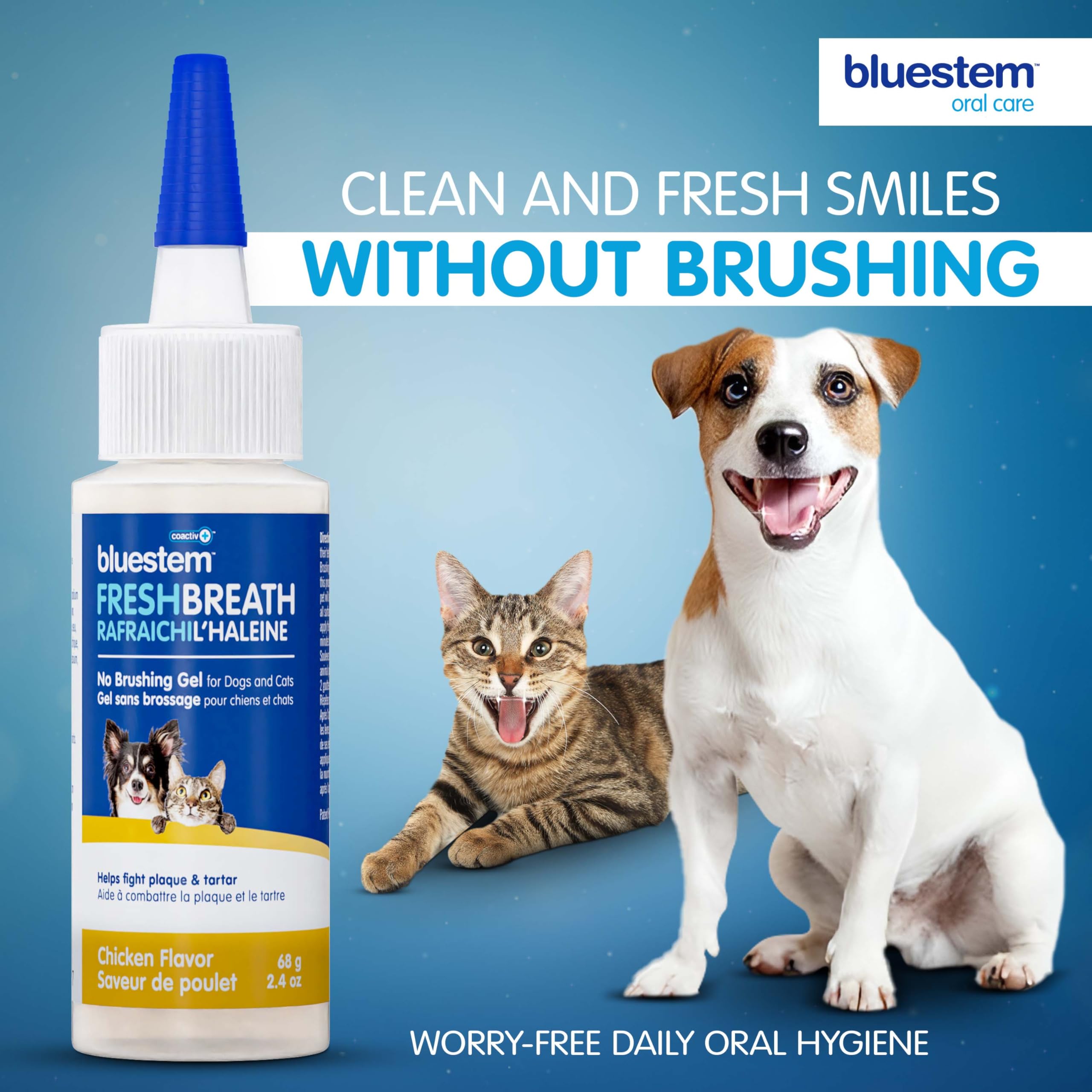 BluestemTM No Brush Dog Dental Gel - Fresh Breath Oral Care for Dogs, Fights Plaque & Tartar - Brushless Toothpaste for Easy Teeth Cleaning | Perfect for Daily Dental Hygiene & Anxious Pets