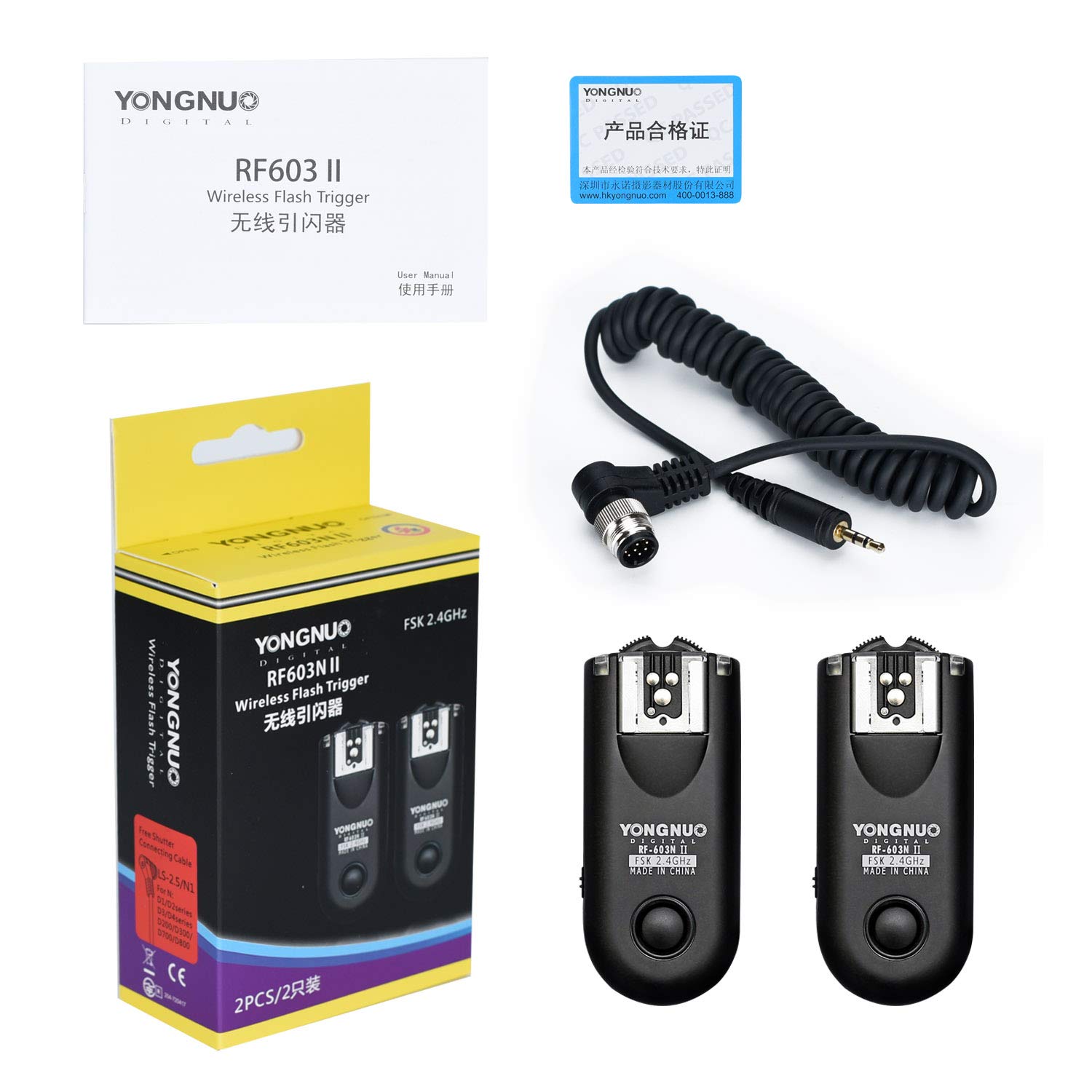 YONGNUO RF-603II N1 Wireless Shutter Release & Flash Trigger for Nikon DSLR Cameras (D800/D700/D300/D2X/D2H/D200/D1H/D1X/D3X/D3) - Perfect for Remote Photography, Group Shots & Studio Lighting Control