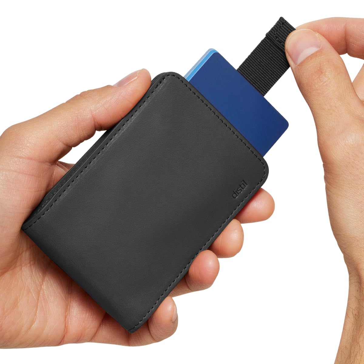 Distil Union Wally Classic Men's Slim RFID-Blocking Leather Bifold Wallet with Money Clip - Minimalist Front Pocket Billfold for Everyday Carry (Black) | Perfect for Travel, Business & Daily Use