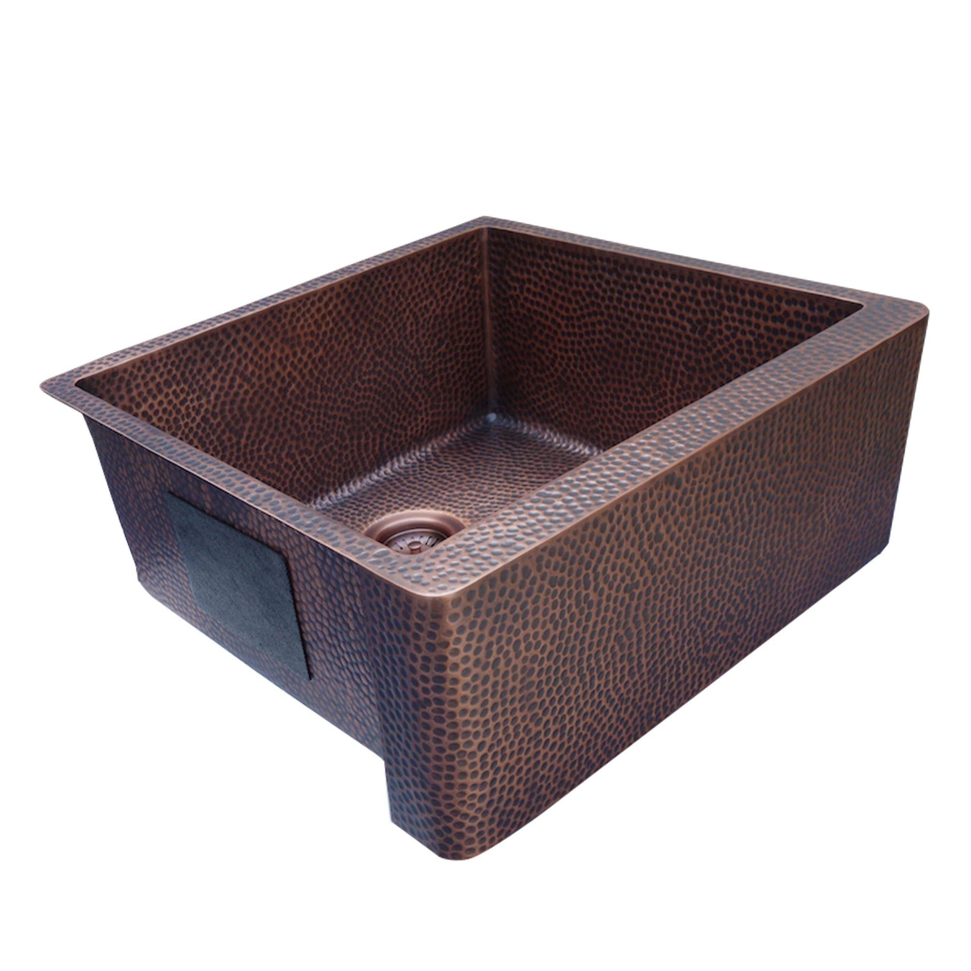 Premium 14 Gauge Copper Farmhouse Apron Kitchen Sink - Single Bowl Design for Rustic & Modern Homes | Perfect for Farmhouse, Cottage & Country Style Kitchens