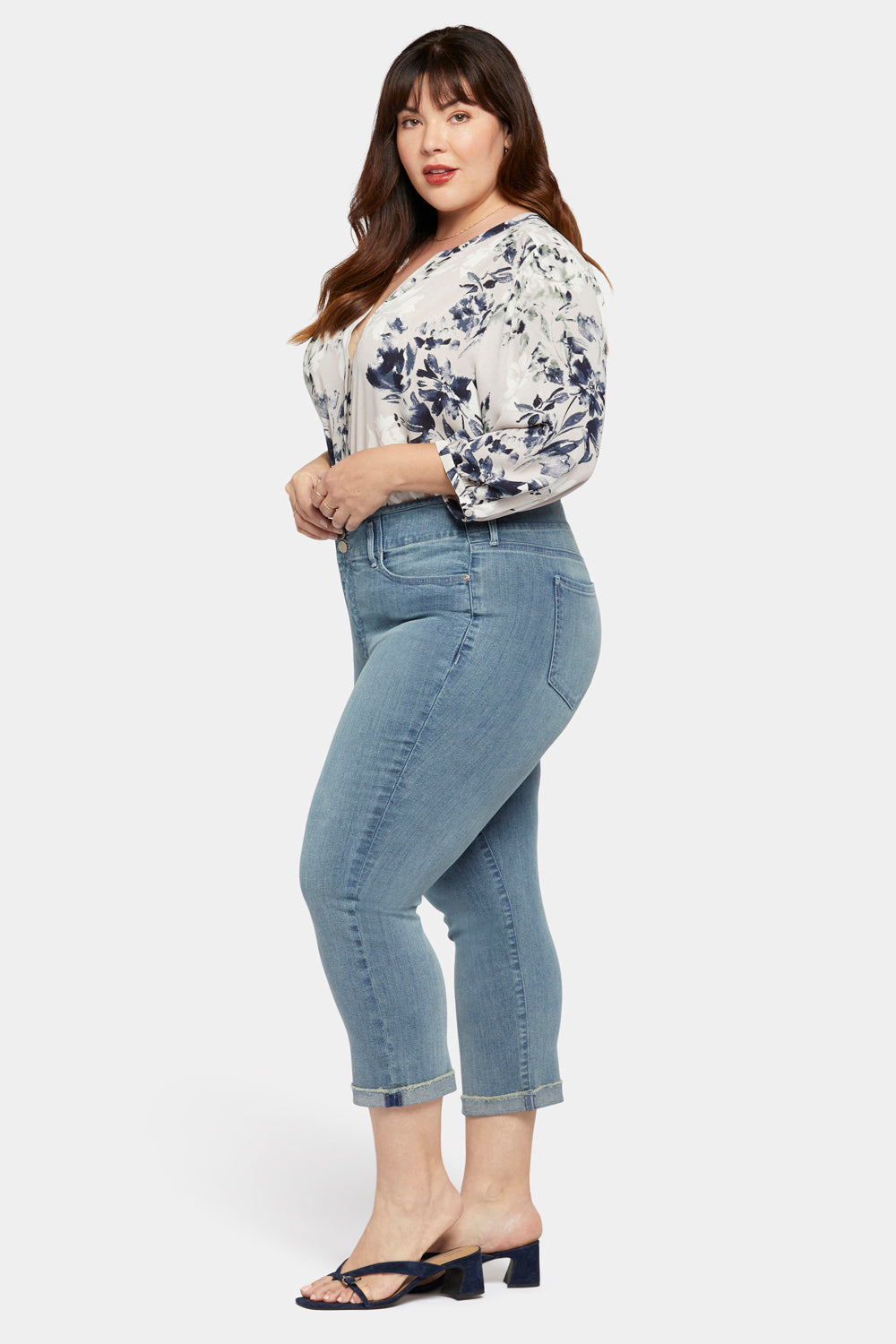 Chloe Capri Jeans for Women - Plus Size High Waisted Stretch Denim Pants - Thistle Falls Wash - Comfortable & Stylish for Casual Wear, Office & Date Night