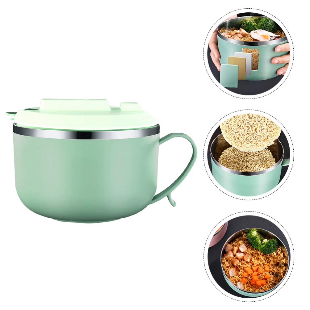 **Hemoton Stainless Steel Food Storage Container with Lid - Microwave Safe Instant Noodle Bowl, Rice Bowl & Mixing Bowl for Camping, Kitchen & Outdoor Use**