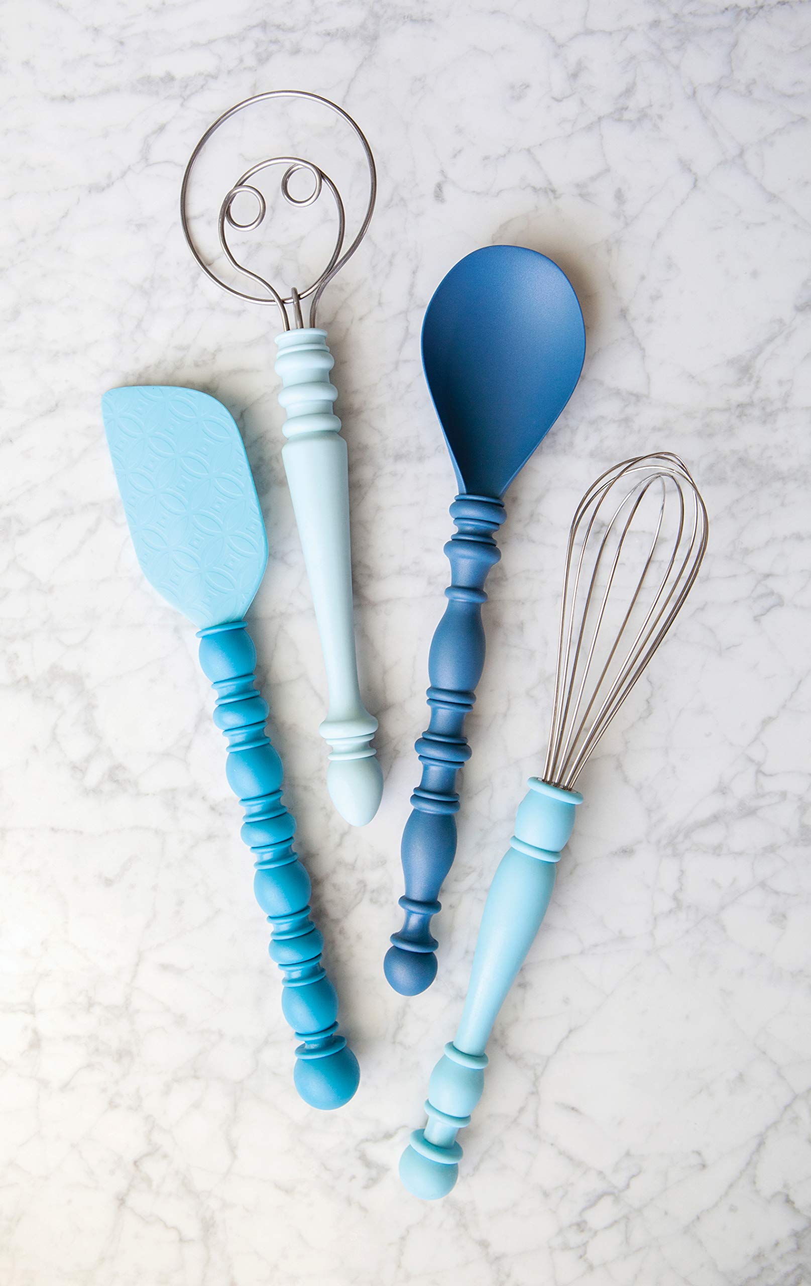Vintage Inspired 12-Inch Blue Dough Whisk for Baking - Perfect for Bread, Pizza Dough & Pastry Prep - Talisman Designs Kitchen Prep Tool