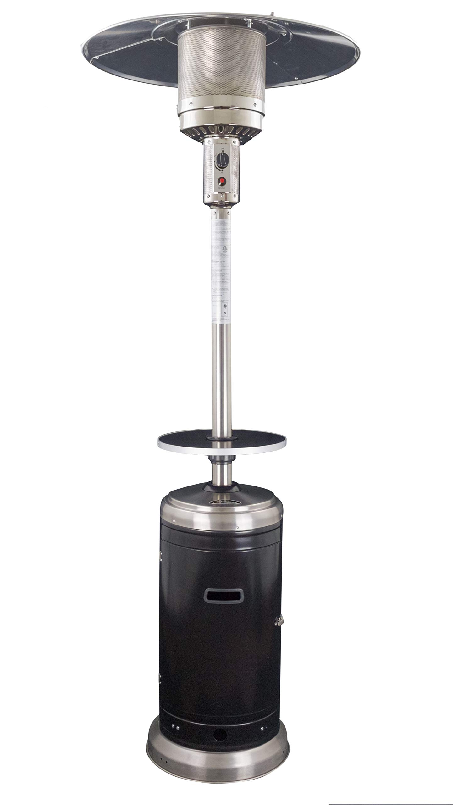 Hiland HLDS01-SSBLT 48,000 BTU Black Outdoor Propane Patio Heater with Wheels - Perfect for Backyard, Deck, Restaurant & Outdoor Gatherings