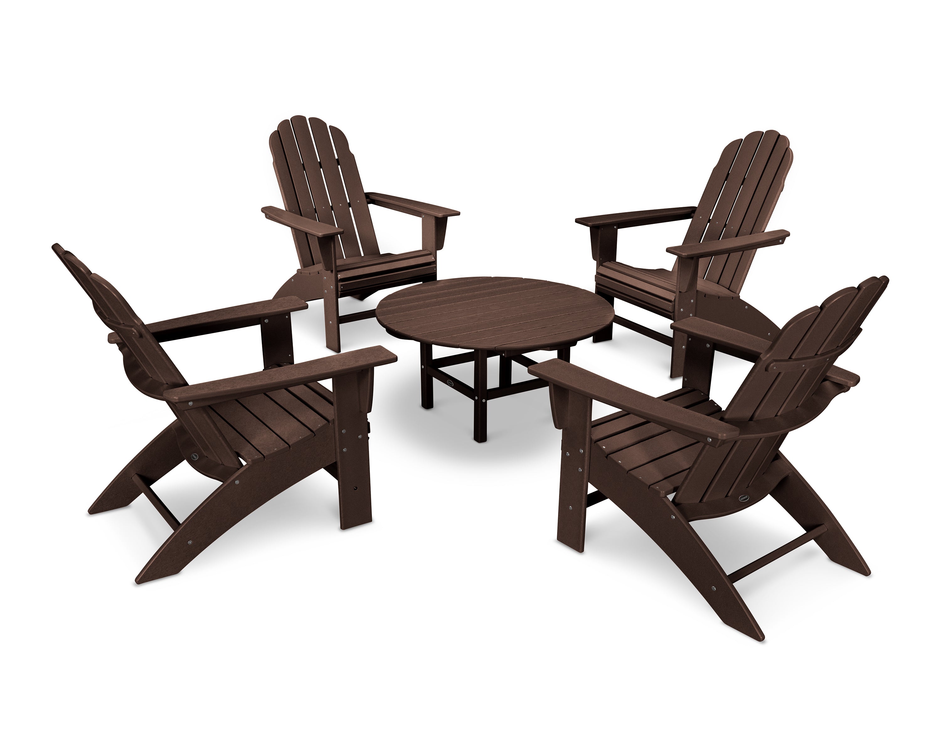 POLYWOOD Vineyard 5-Piece Oversized Adirondack Outdoor Patio Furniture Set - Perfect for Backyard, Poolside & Garden Relaxation