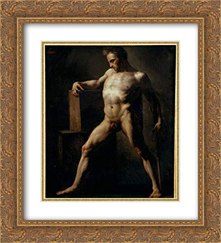 Theodore Gericault Study Of A Man 20x22 Inch Gold Ornate Framed Art Print with Double Mat - Museum Quality Wall Decor for Living Room, Office & Gallery Display