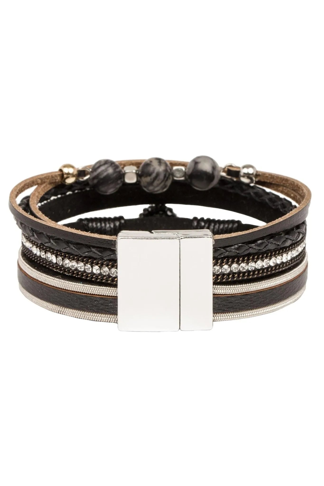 Elegant Crystal Beaded Leather Bracelet for Women - Boho Chic Handmade Jewelry Gift for Birthday, Anniversary & Special Occasions - Perfect for Parties, Weddings & Everyday Wear