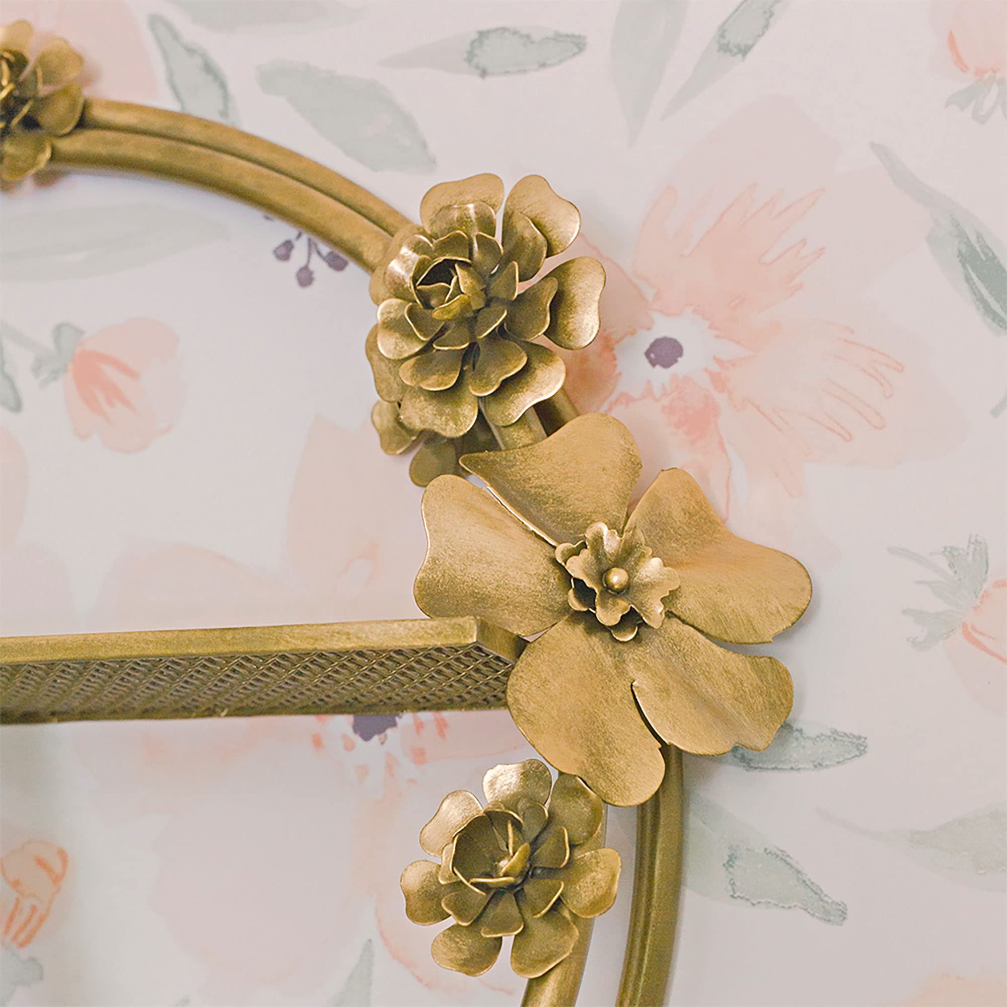 Elegant Brass Crane Baby Nursery Wall Shelf Decor - 20.5” x 20.5” x 6” Floral Shelving for Boys & Girls - Perfect for Nursery, Bedroom or Kids Room Organization
