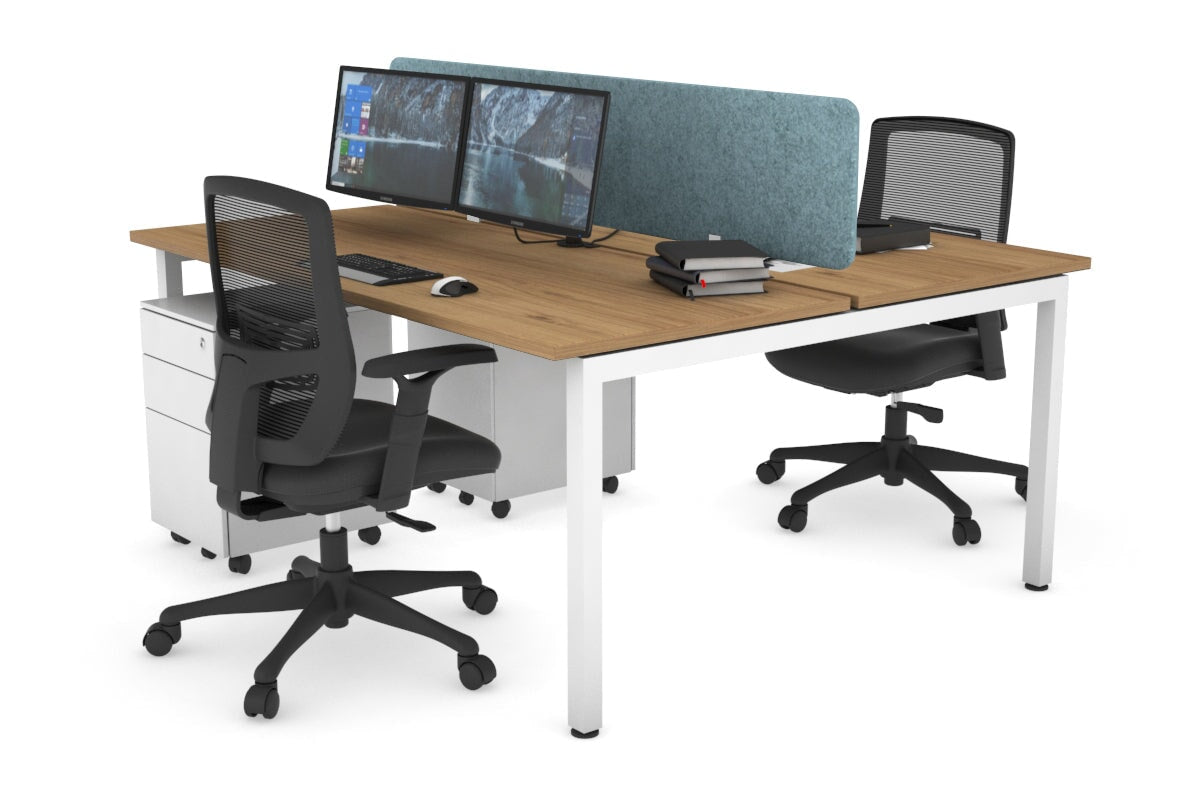 Quadro Square Legs 2 Person Office Workstation Desk - 1200L x 700W Modern Shared Workspace Solution for Home & Business Offices