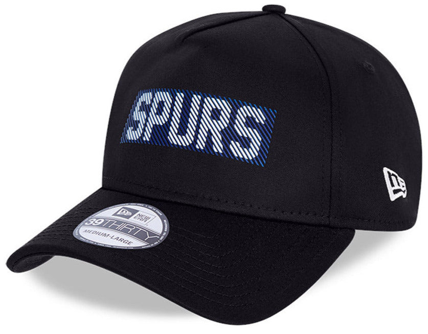 Tottenham Hotspur New Era 39Thirty Stretch Fit Baseball Cap - Navy Blue Wordmark Line Print for Men & Women | Perfect for Football Fans, Sports Events & Casual Wear