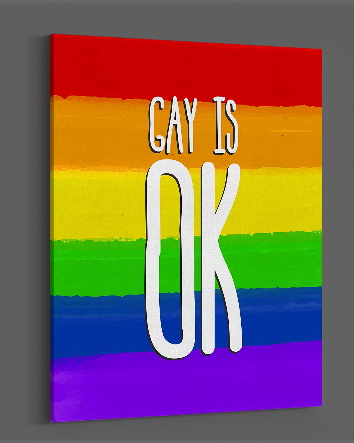 Gay Pride Wall Decor - LGBTQ+ Inspirational Canvas Art for Queer, Bi, Lesbian & Trans - 32x40 Ready to Hang - Perfect for Bedroom, Living Room & Pride Month Decorations