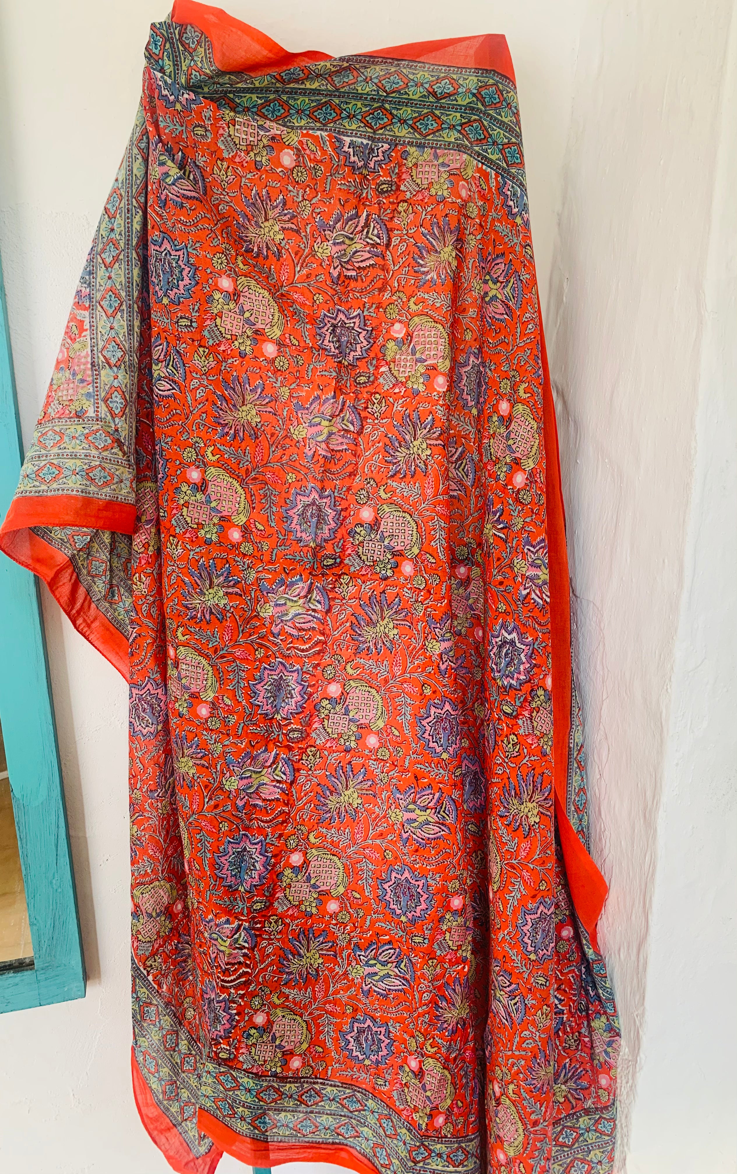 Stylish Block Print Cotton Sarong Pareo Shawl - New Collection for Beach, Pool, and Summer Fashion