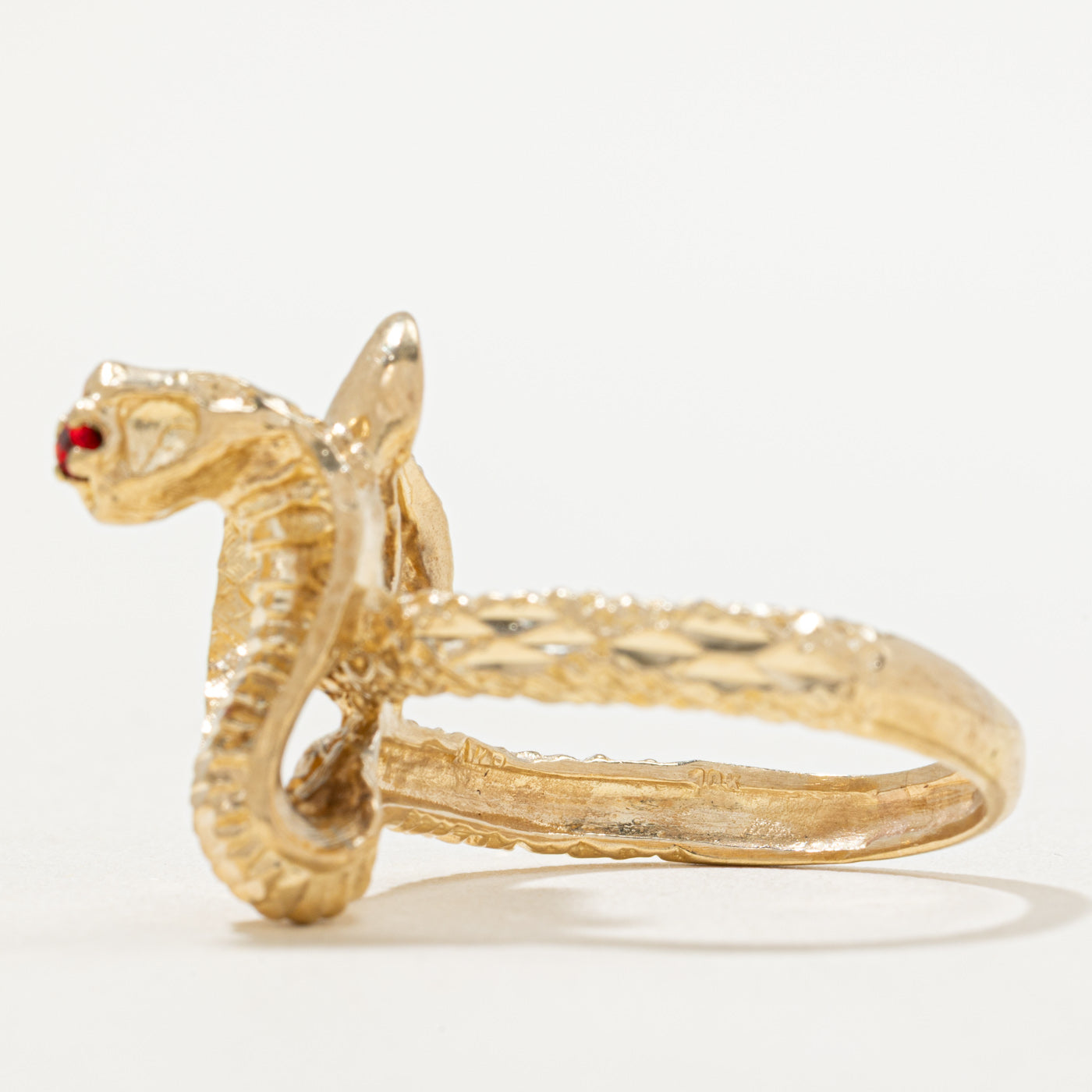 Elegant Red Glass Snake Ring with 0.03ct Sparkle - Size 12 - Perfect for Gothic Fashion, Halloween Costume & Unique Jewelry Gift