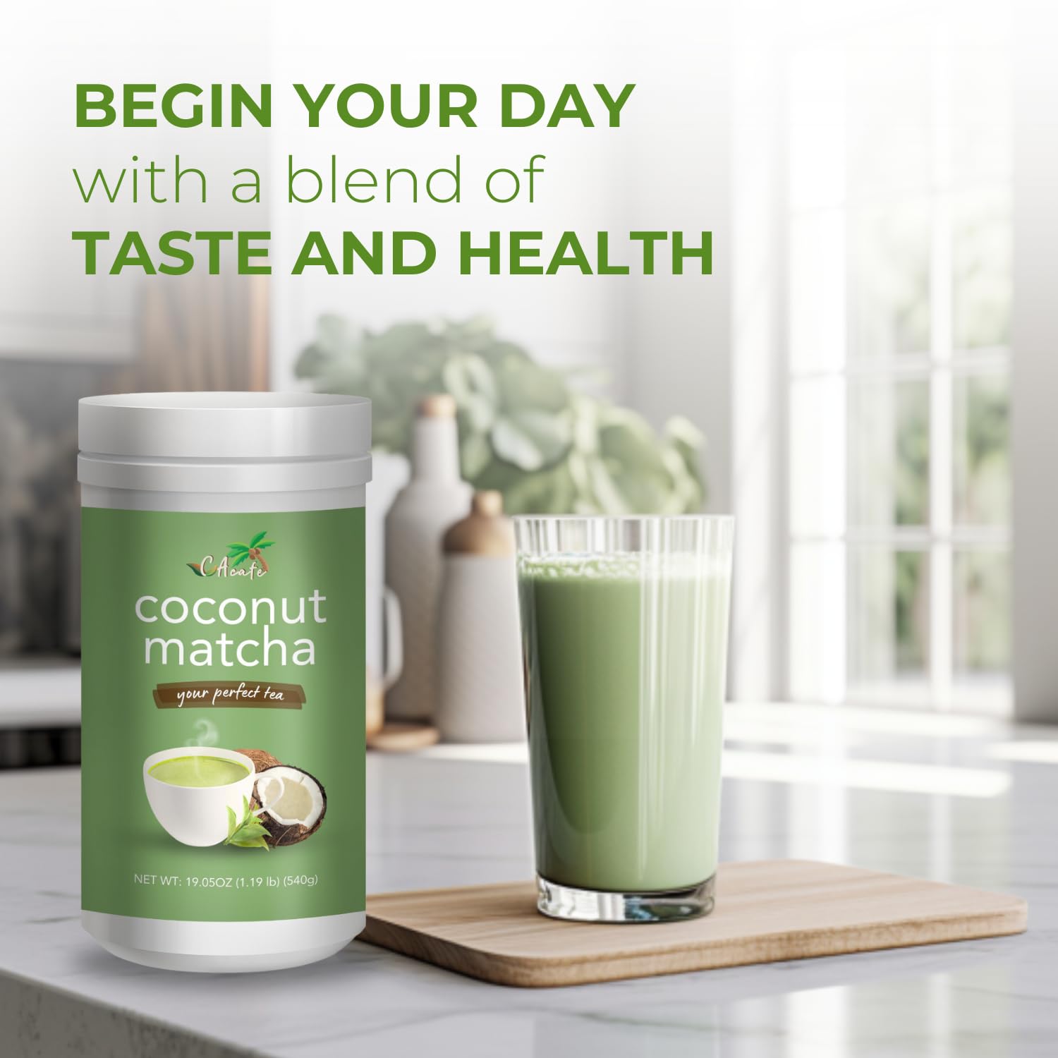 Organic Coconut Matcha Green Tea Latte Mix - Instant Japanese Health Drink Powder for Hot or Iced Tea - Creamy & Sweet with Reduced Sugar - Non-GMO, No Artificial Flavors - Perfect for Home, Office & Cafe Use | 6-Pack