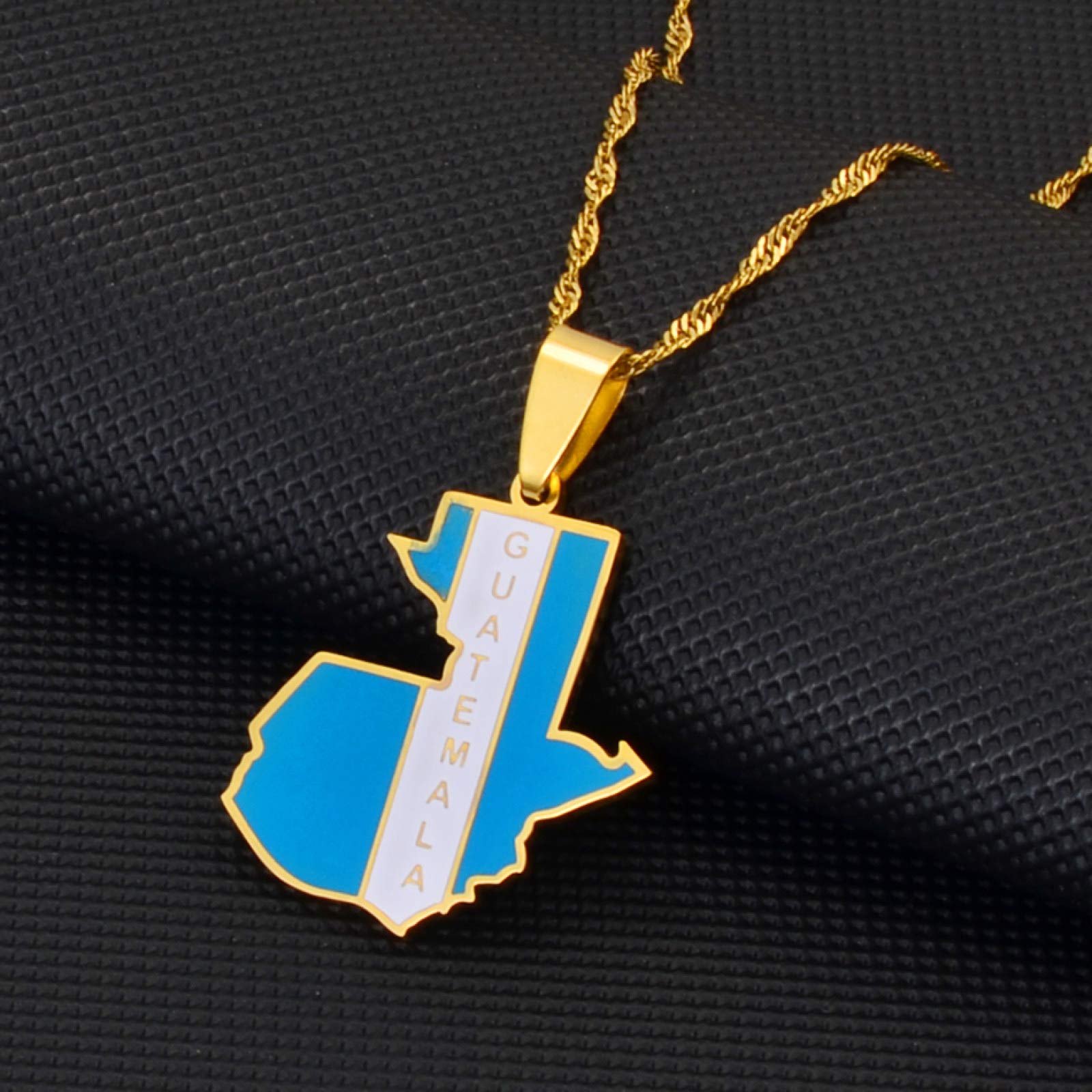 Guatemala Map Pendant Necklace - African Ethnic Flag Charm Thin Chain Jewelry in Gold, Patriotic Hip Hop Necklace for Women & Men | Perfect for Parties, Travel & Cultural Gifts
