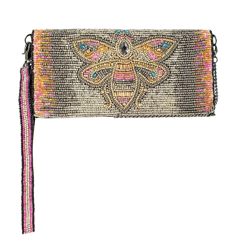 Mary Frances Beaded Crossbody Phone Wallet for Women - Stylish RFID Blocking Purse with Wristlet Strap - Perfect for Travel, Shopping & Everyday Use