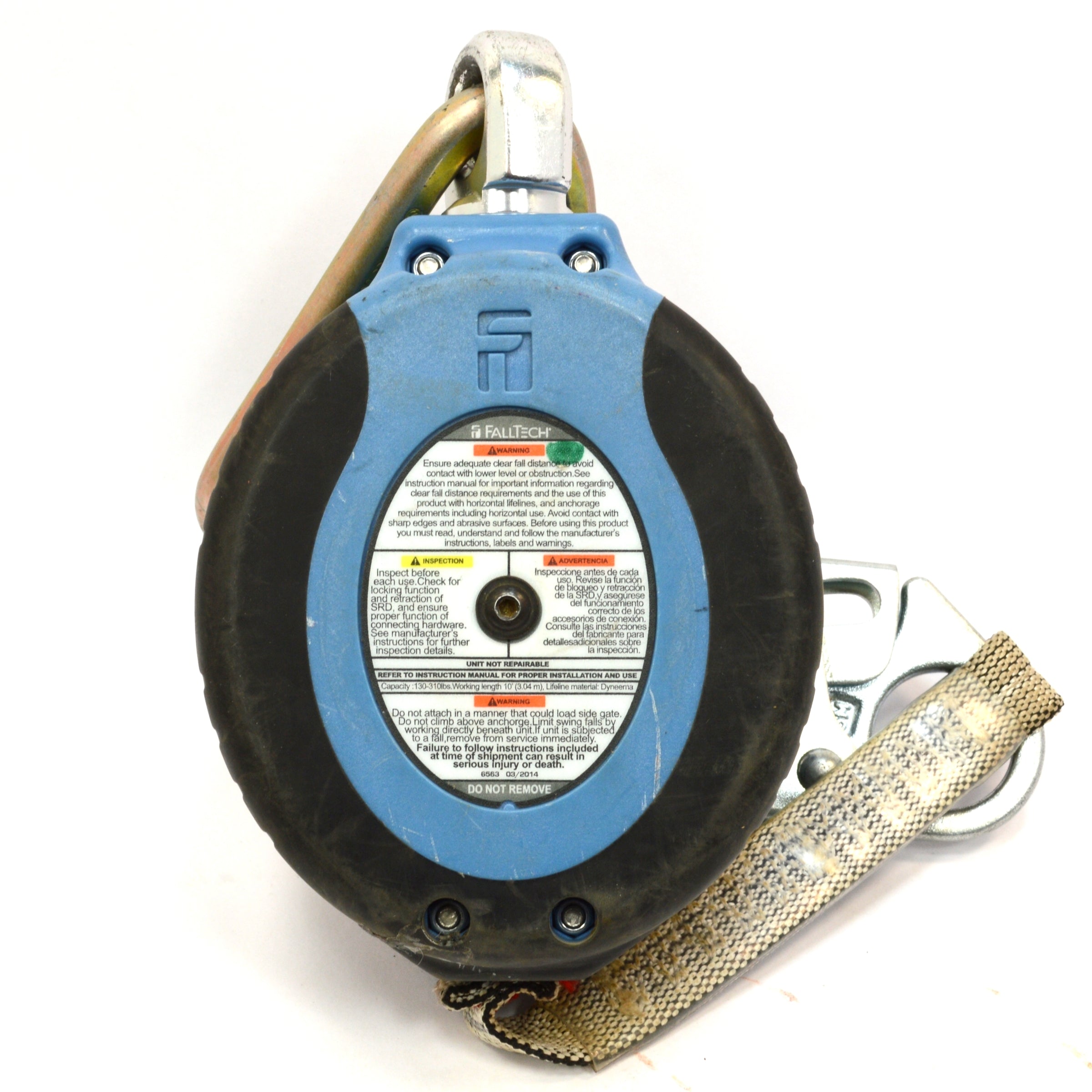 FallTech DuraTech 10ft Self Retracting Fall Limiter with Carabiner - Lightly Used Safety Harness for Construction & Roofing Work