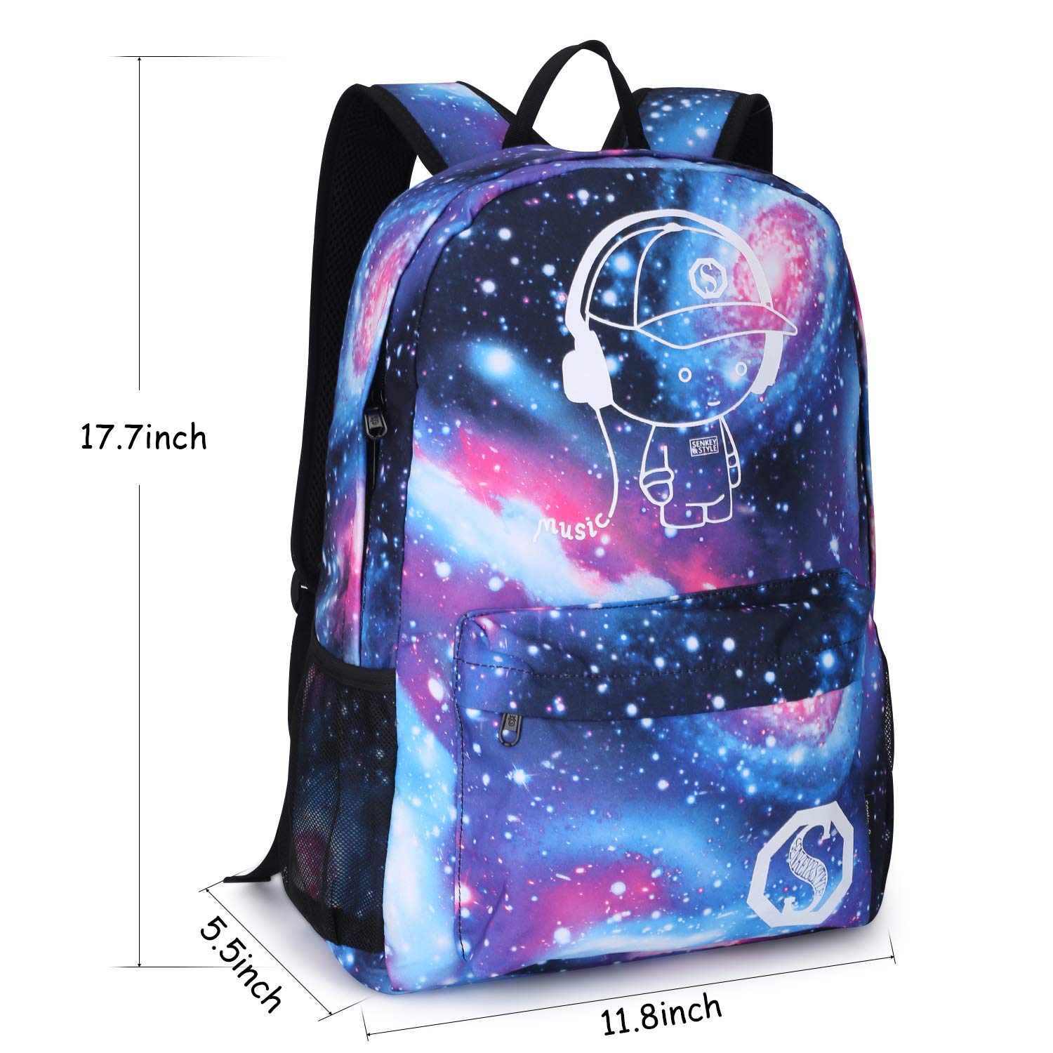 Galaxy Backpack for School & College - Anime Luminous Anti-Theft Laptop Backpack with USB Charging Port - Perfect for Students, Travel & Daily Commute