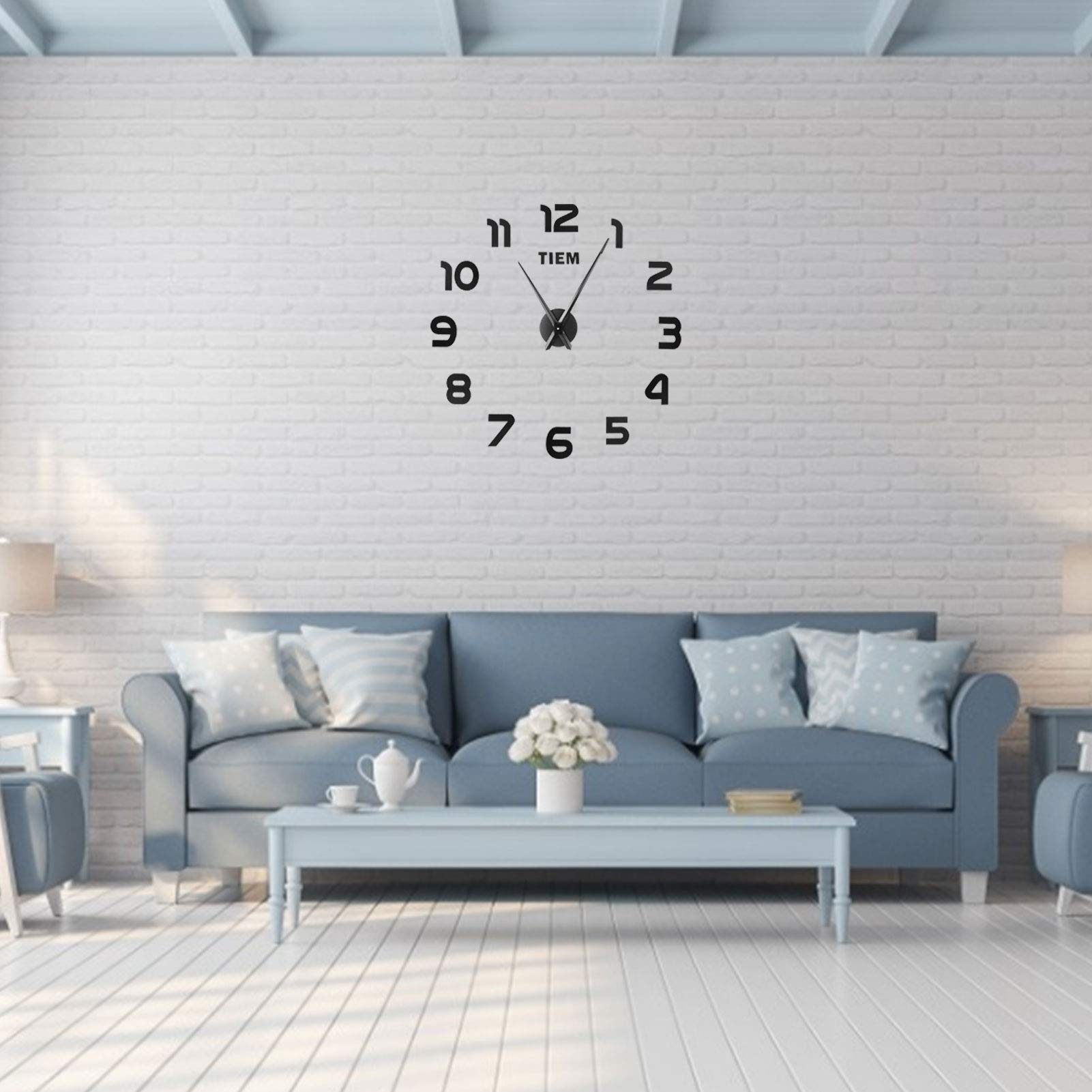 Modern Acrylic Mirror Wall Clock - Large Frameless DIY Decorative Sticker for Home & TV Wall Decor (Black) | Perfect for Living Room, Bedroom & Office Spaces
