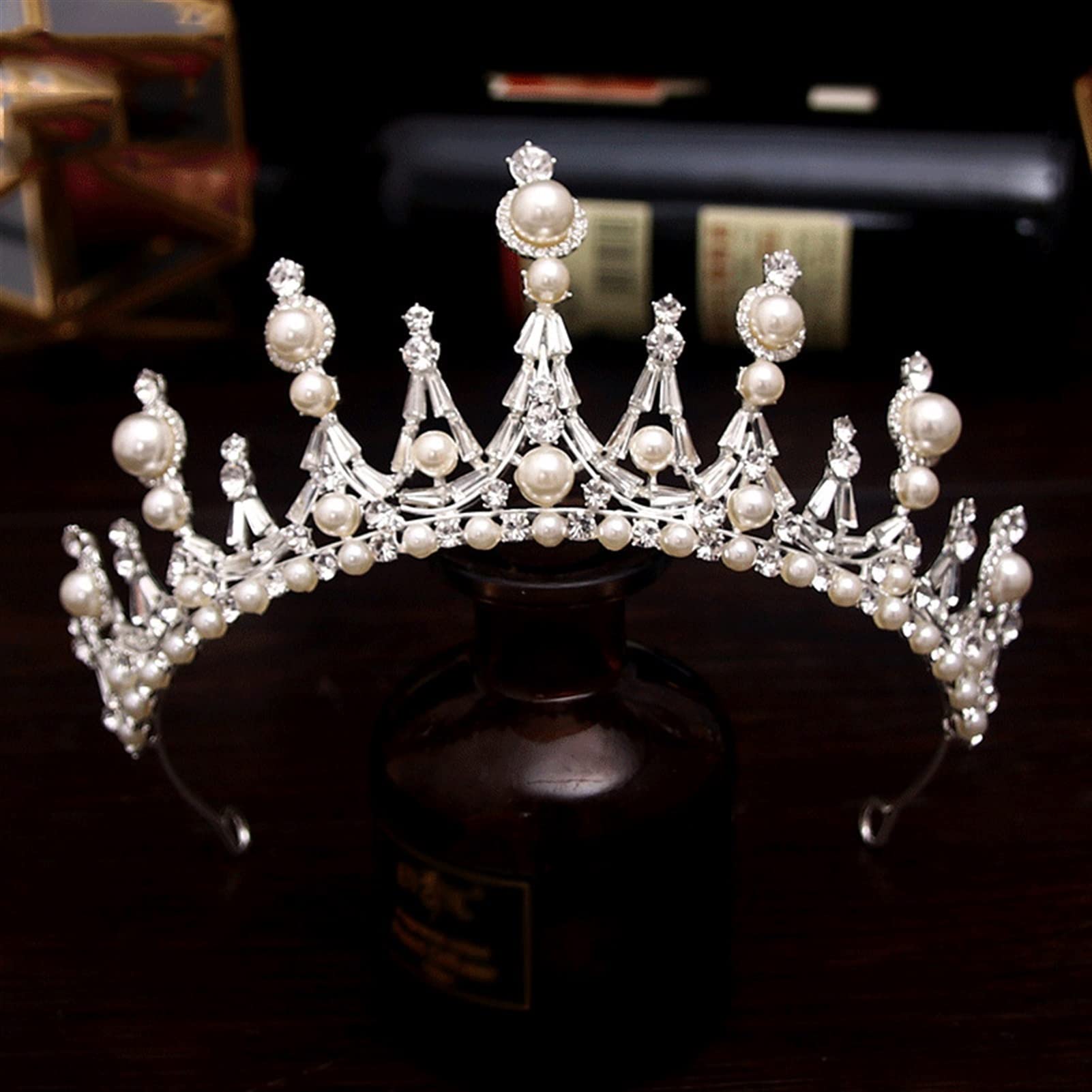 Elegant Pearl Crown Wedding Headpiece for Bride - Princess Birthday Hair Accessories | Perfect for Weddings, Prom, Pageants & Special Events (Color: B)