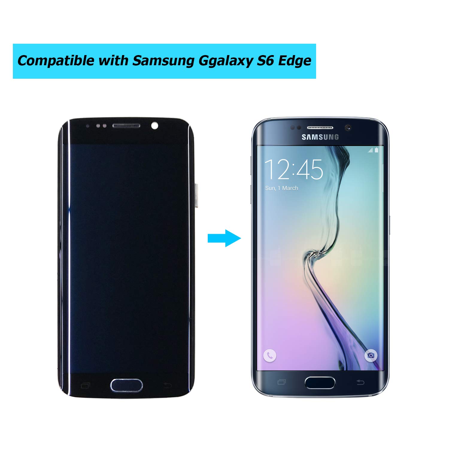 Original AMOLED Screen Replacement for Samsung Galaxy S6 Edge G925A (AT&T) / G925T (T-Mobile) / G925F (Global) - LCD Display Touch Panel with Frame & Repair Tool Kit - Perfect for DIY Phone Screen Fixes at Home or Office