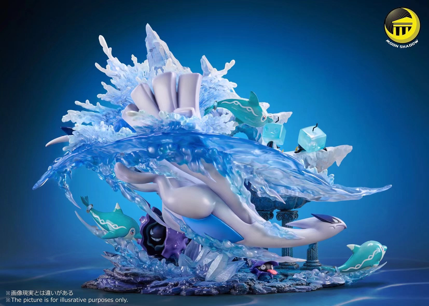 Moon Shadow Studio Sea God Lugia Nature Series Ocean Scene Figurine - Collectible Pokemon Statue for Home Decor, Gaming Room, and Anime Fans