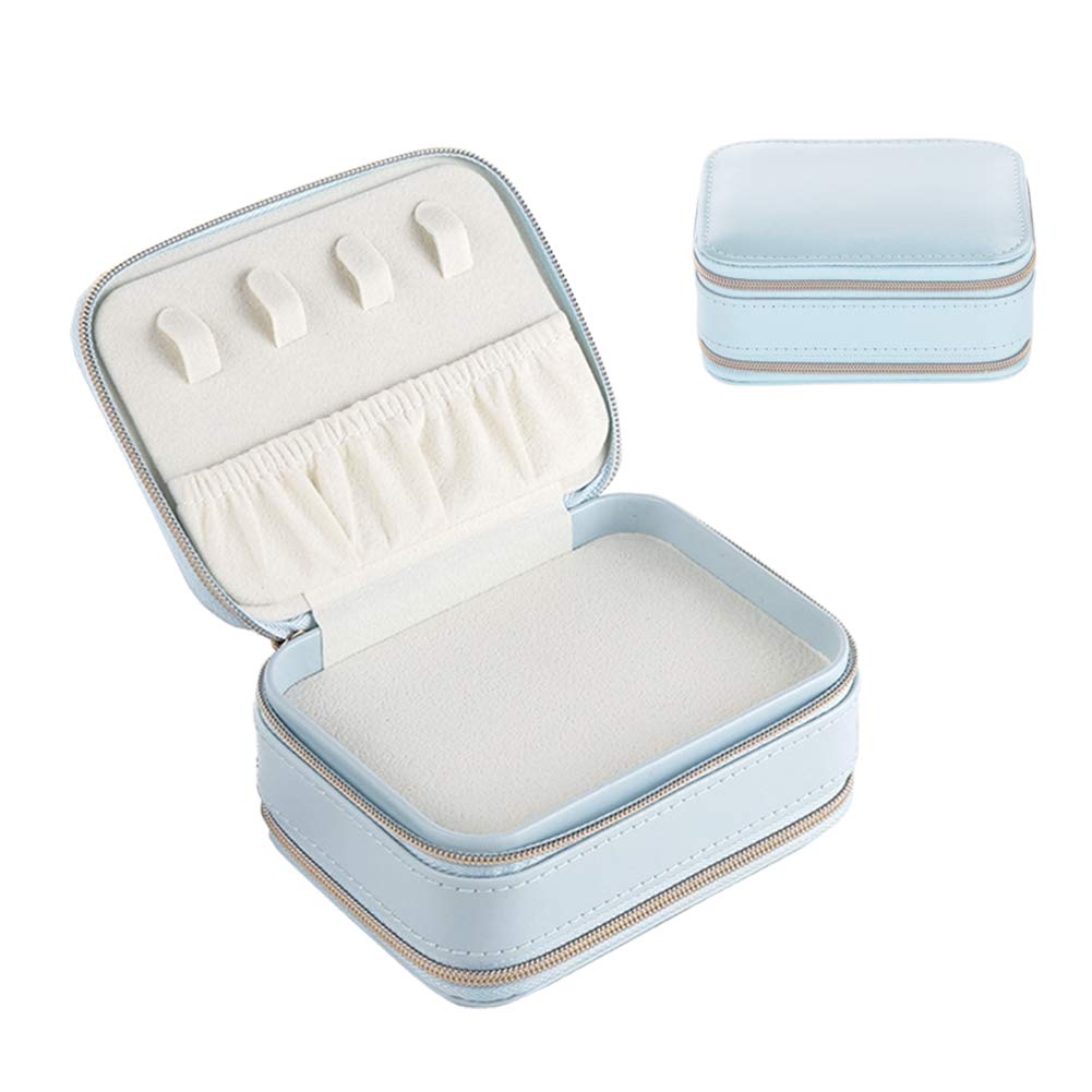 Mini Jewelry Box - Portable Travel Jewelry Organizer & Storage Case (Blue) | Perfect for Necklaces, Rings, Earrings | Great for Travel, Home & Gift Giving