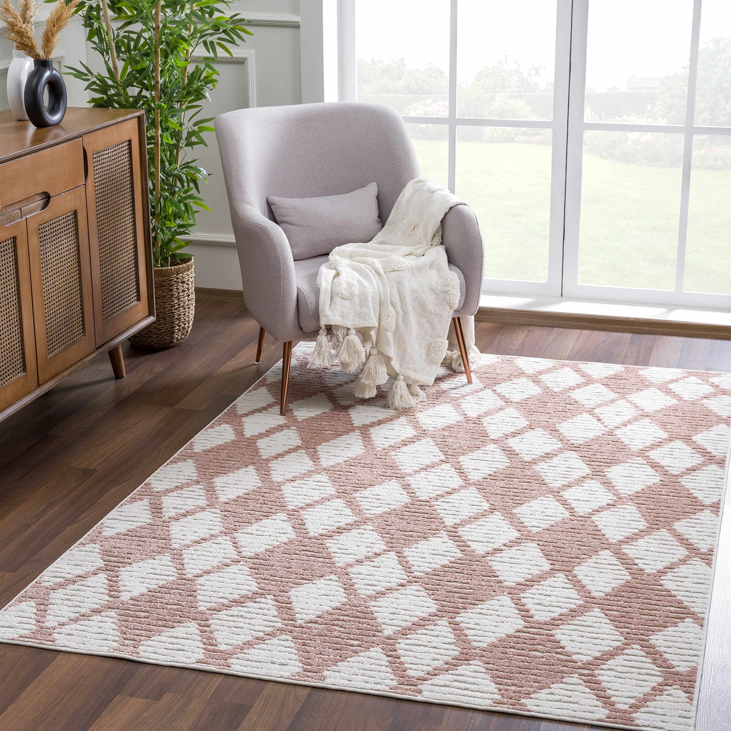 Premium Hauteloom Mansilingan Area Rug for Living Room, Bedroom & Outdoor Patio - Soft Beige & Brown Design - 6'7