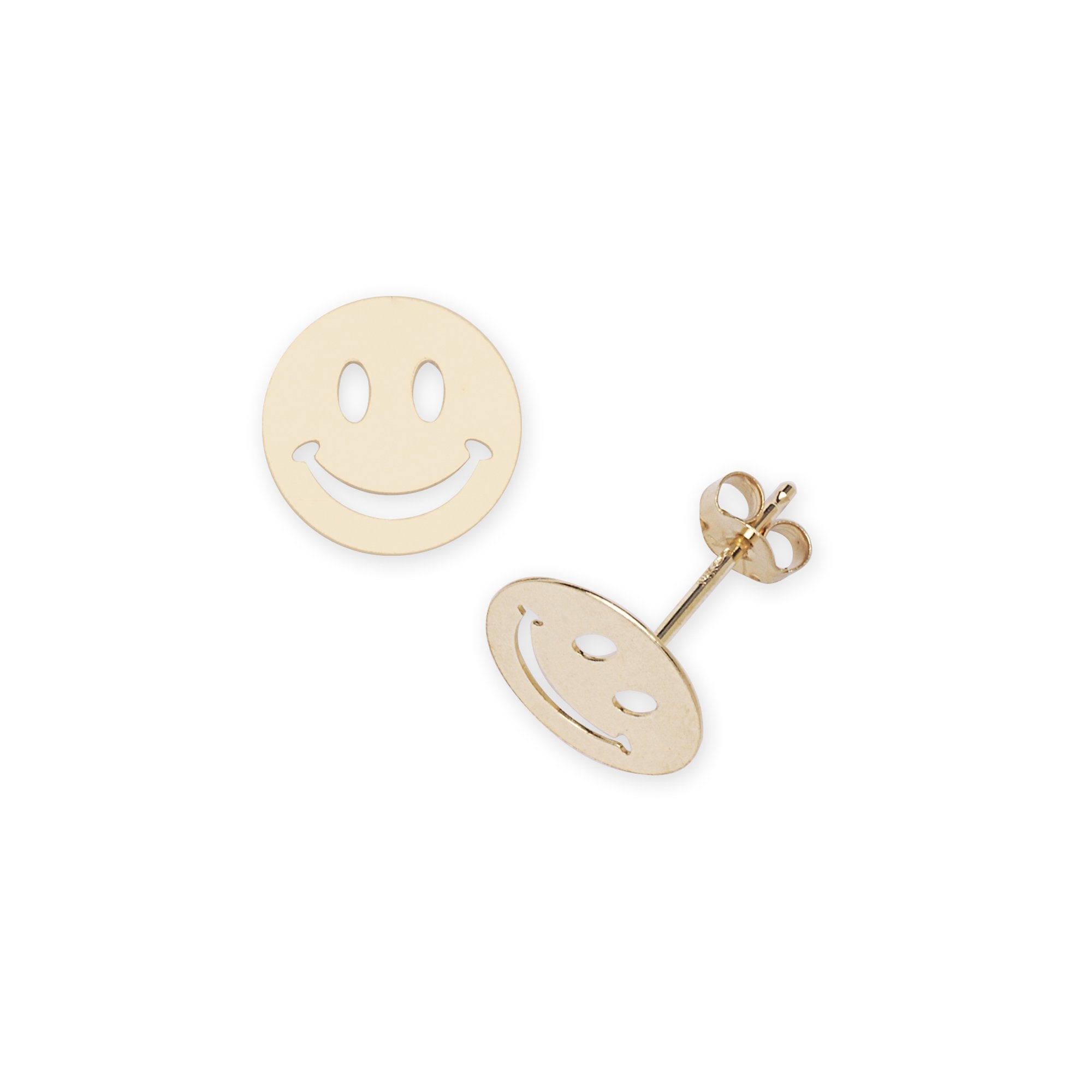 14K Yellow Gold Smiley Face Earrings for Boys & Girls - 9x9mm Dainty Studs - Perfect for Birthdays, Gifts & Everyday Wear