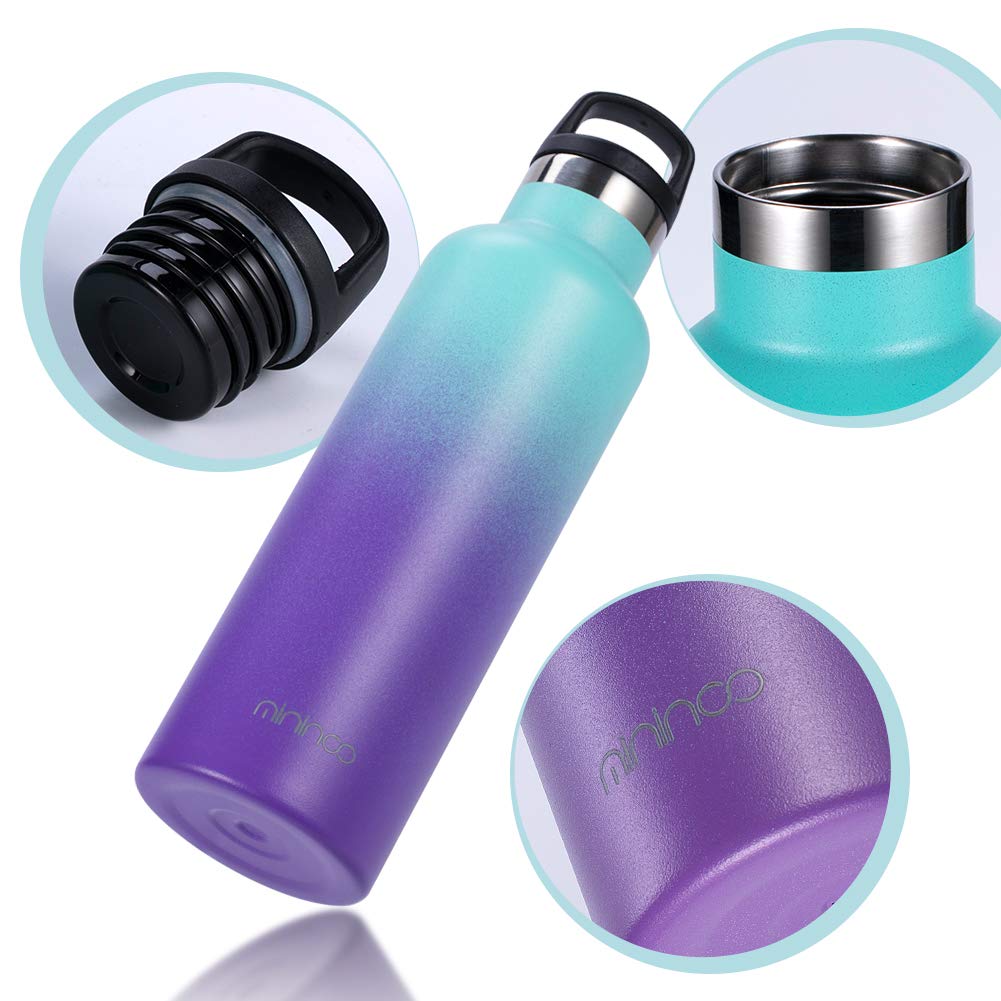 Premium Stainless Steel Vacuum Insulated Water Bottle - 24oz Double Wall Thermos with Leakproof Handle Lid | Hot & Cold Beverage Container for Hiking, Gym, Office & Outdoor Activities