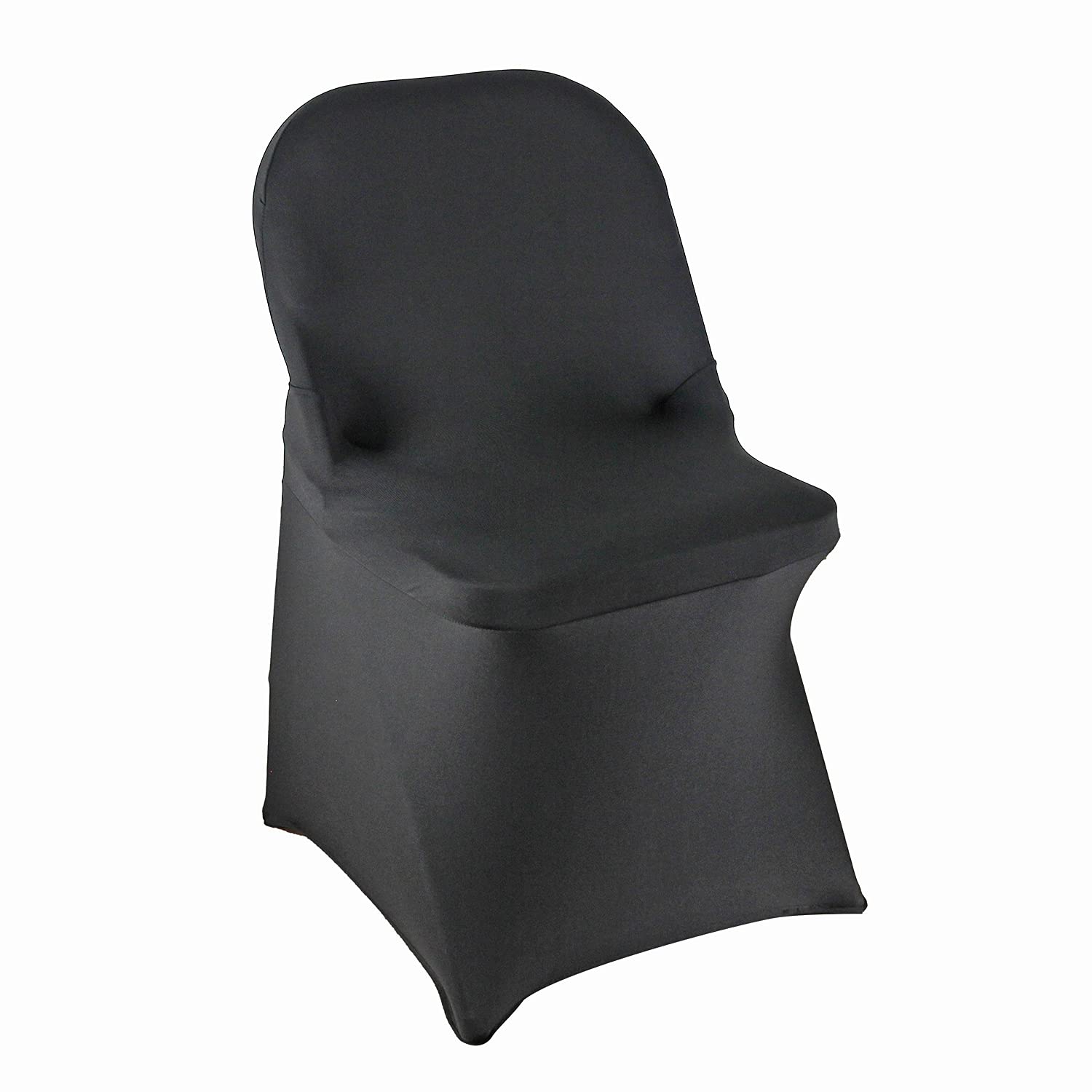 WELMATCH Black Spandex Folding Chair Covers - 100 Pack Stretch Elastic Chair Slipcovers for Wedding, Party, Banquet & Event Decorations (Black, 100 Count) - Perfect for Indoor & Outdoor Celebrations