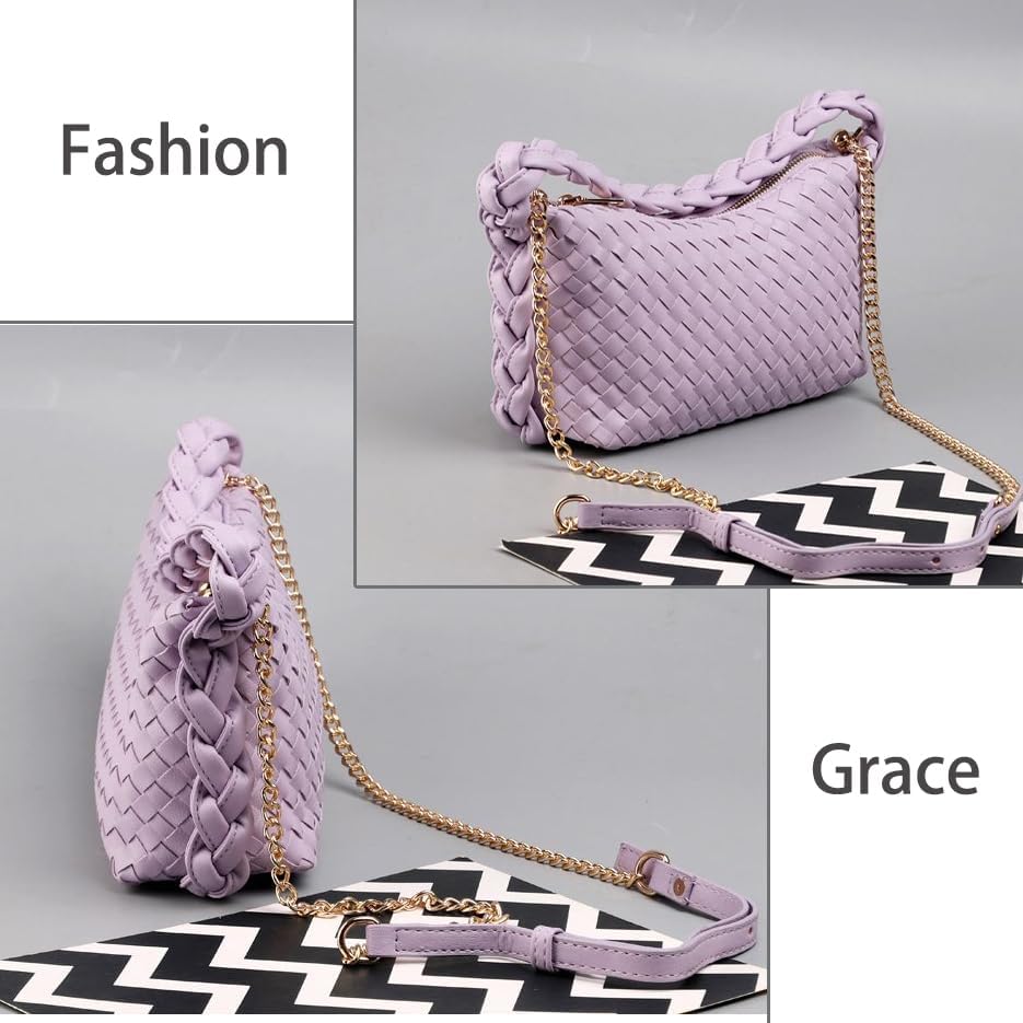 Vegan Leather Woven Crossbody Bags for Women - Lightweight Hand Woven Shoulder Purse, Underarm Dumpling Bag | Perfect for Travel, Shopping & Everyday Use