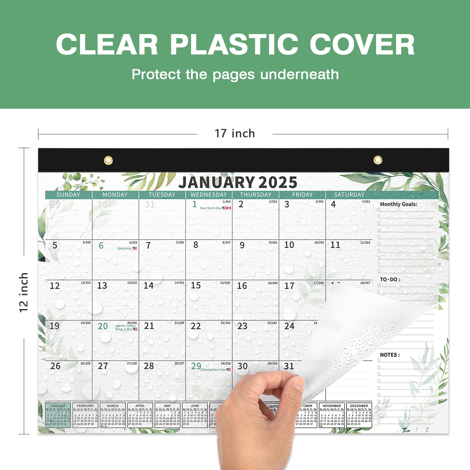 Ospelelf 2025-2026 Magnetic Wall Calendar - 18 Month Large Planner with Plastic Cover (17