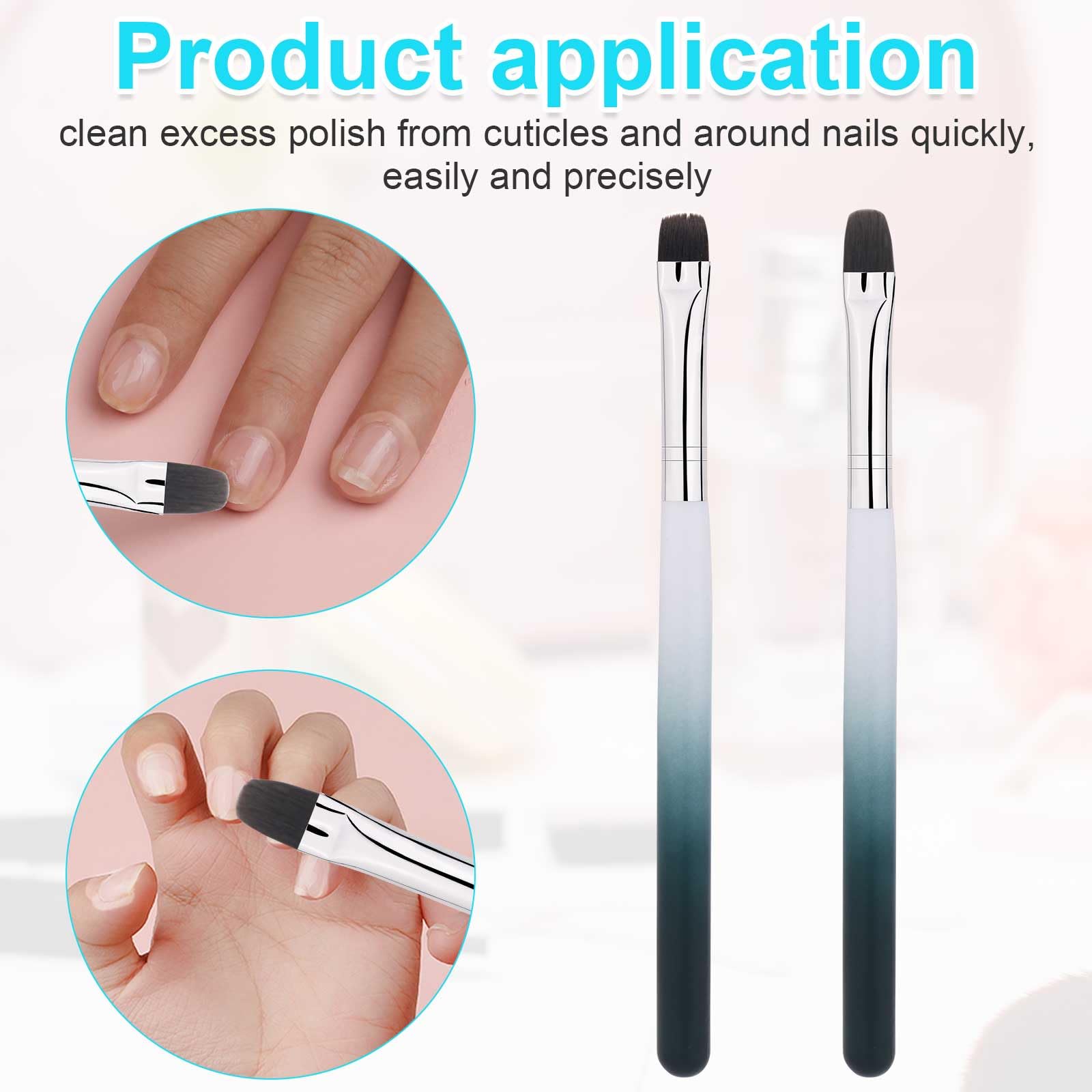 2pcs Nail Clean Up Brushes - Round & Flat Head for Nail Art & Polish Corrections - Perfect for Salon & Home Manicures