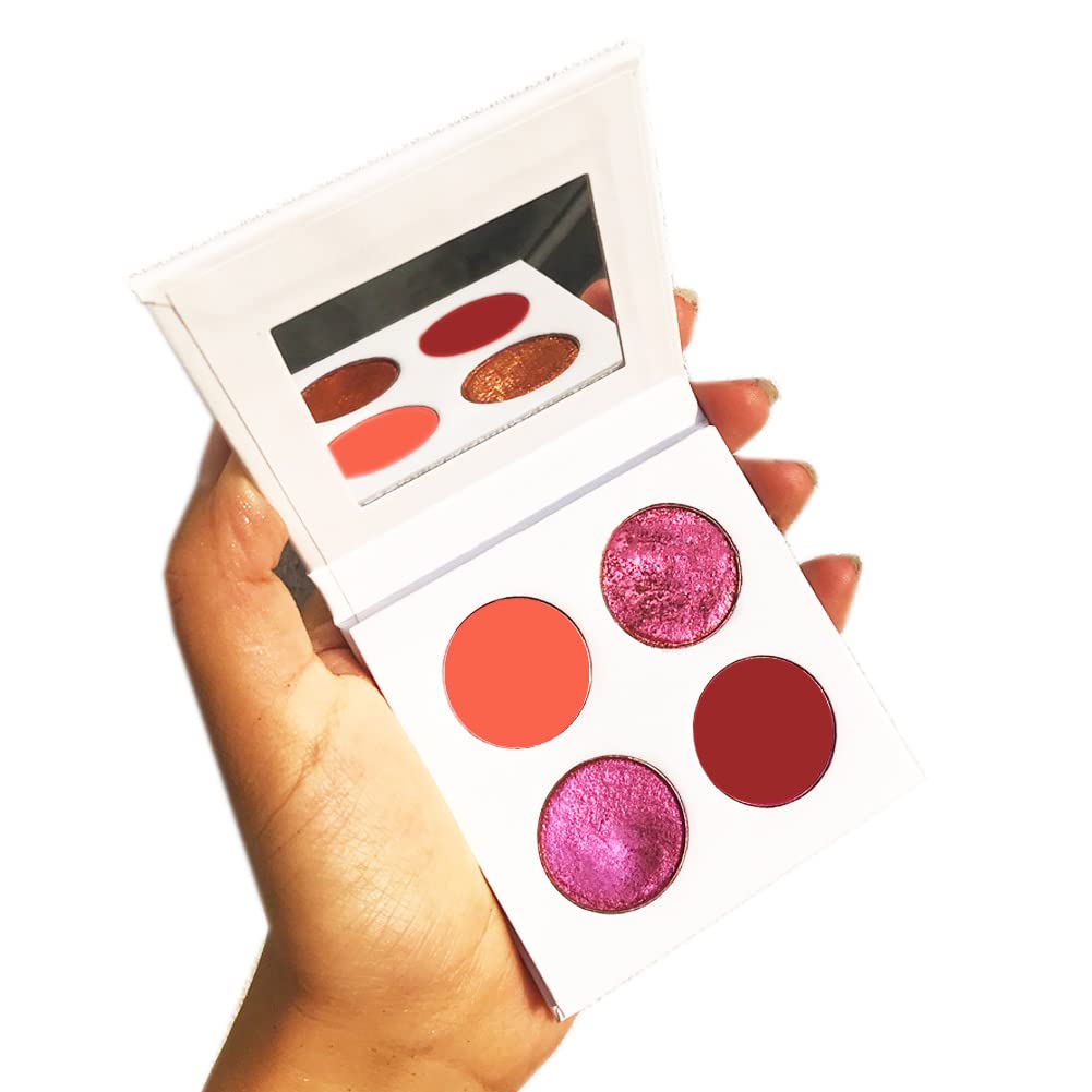 4-Color Pigmented Eyeshadow Palette - Matte & Duochrome Shades, Creamy Blendable Formula, Long-Lasting Natural Makeup for Day & Night Looks | Perfect for Parties, Weddings & Professional Makeup