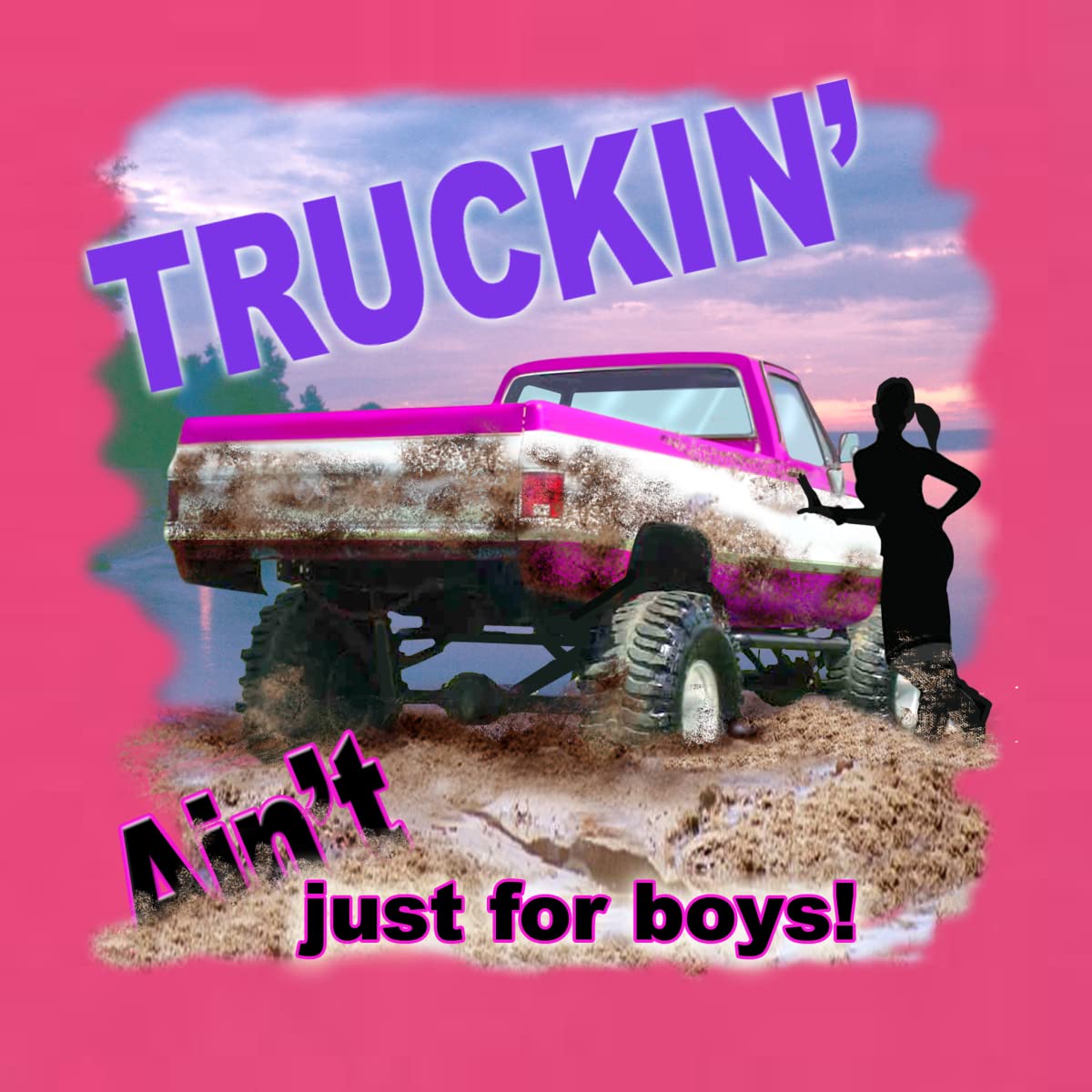 Wild Bobby Truckin' Ain't Just for Boys - Women's Slim Fit Junior Graphic Tee with Cars & Trucks Design | Casual Streetwear & Road Trip Outfit