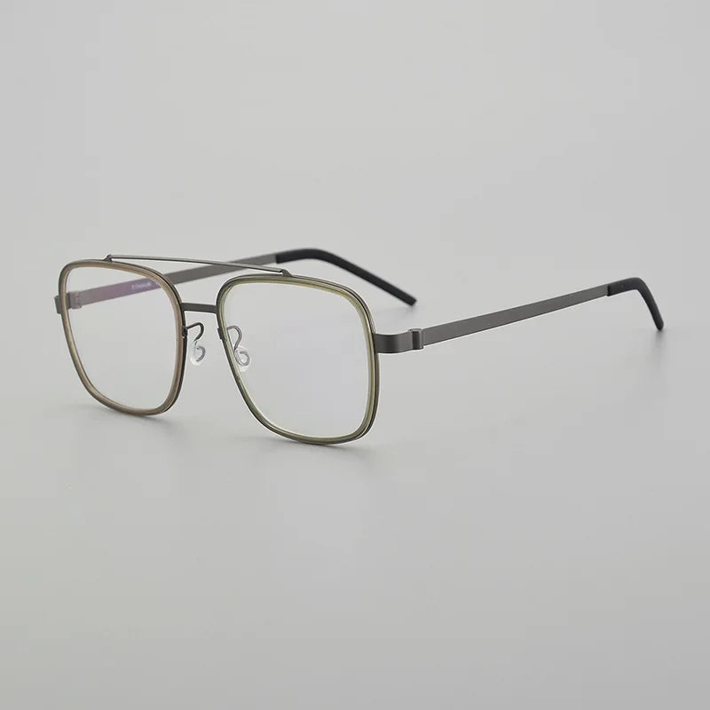 Stylish Black Unisex Titanium Square Full Rim Double Bridge Eyeglasses 19744 - Perfect for Work, Reading & Fashion Accessories