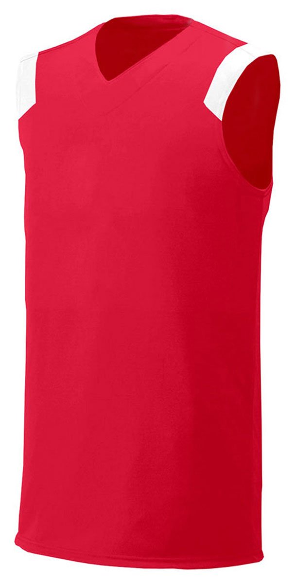 **Moisture-Wicking V-Neck Muscle Fit T-Shirt for Big Boys - XL Size, Scarlet Red & White - Gym, Workout & Casual Wear**
