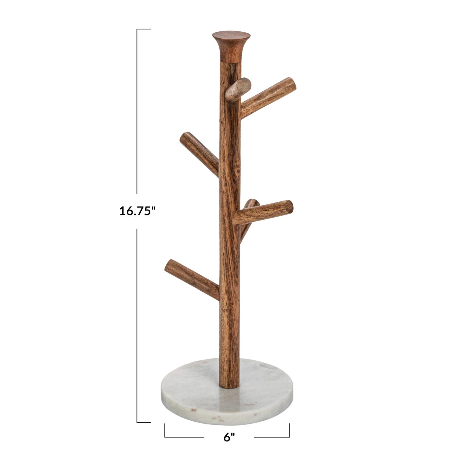 Marble & Mango Wooden Mug Holder - Stylish Kitchen Organizer for Coffee Cups & Tea Mugs - Perfect for Home, Office, or Cafe Use