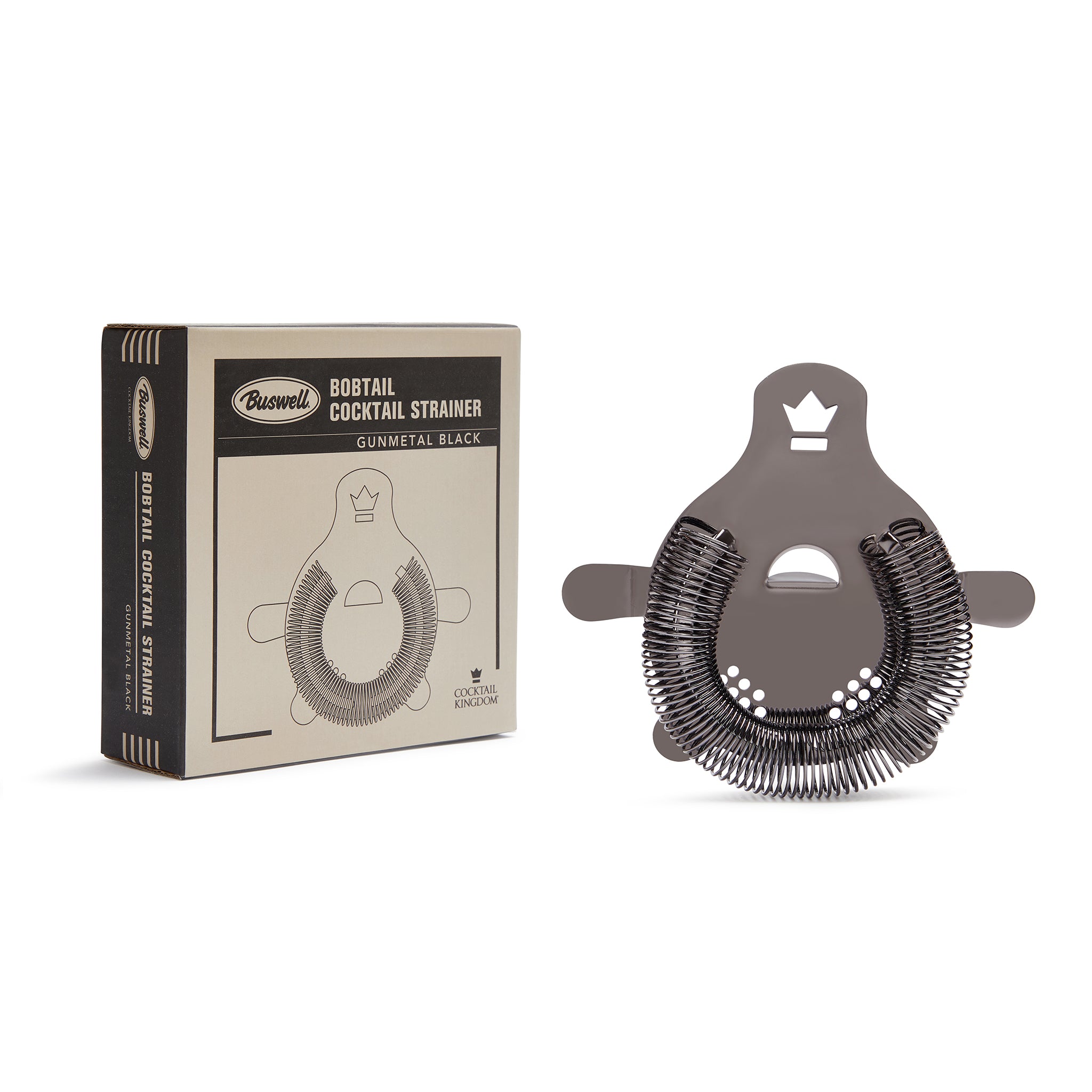 BUSWELL® BOBTAIL Cocktail Strainer - Premium Gunmetal Black Bar Tool for Mixing, Pouring & Straining Cocktails | Perfect for Home Bars, Professional Bartenders & Cocktail Enthusiasts
