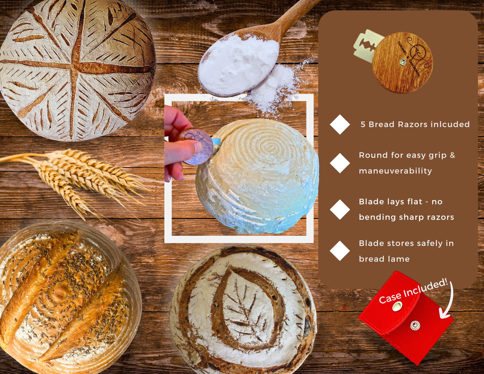 Premium Banneton Bread Proofing Basket Set - 2 Pack (9 Inch Round) for Sourdough, Artisan & Homemade Bread Baking | Includes Dough Scoring Tool | Perfect for Kitchen, Bakery & Bread Making Enthusiasts