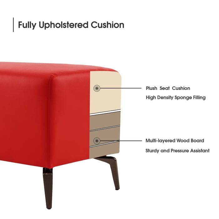 Harrison Salon Reception Bench - Modern Lobby Chairs for Waiting Area, Comfortable Seating for Beauty & Hair Salon, Spa, Clinic - Wooden Frame with Upholstered Cushion