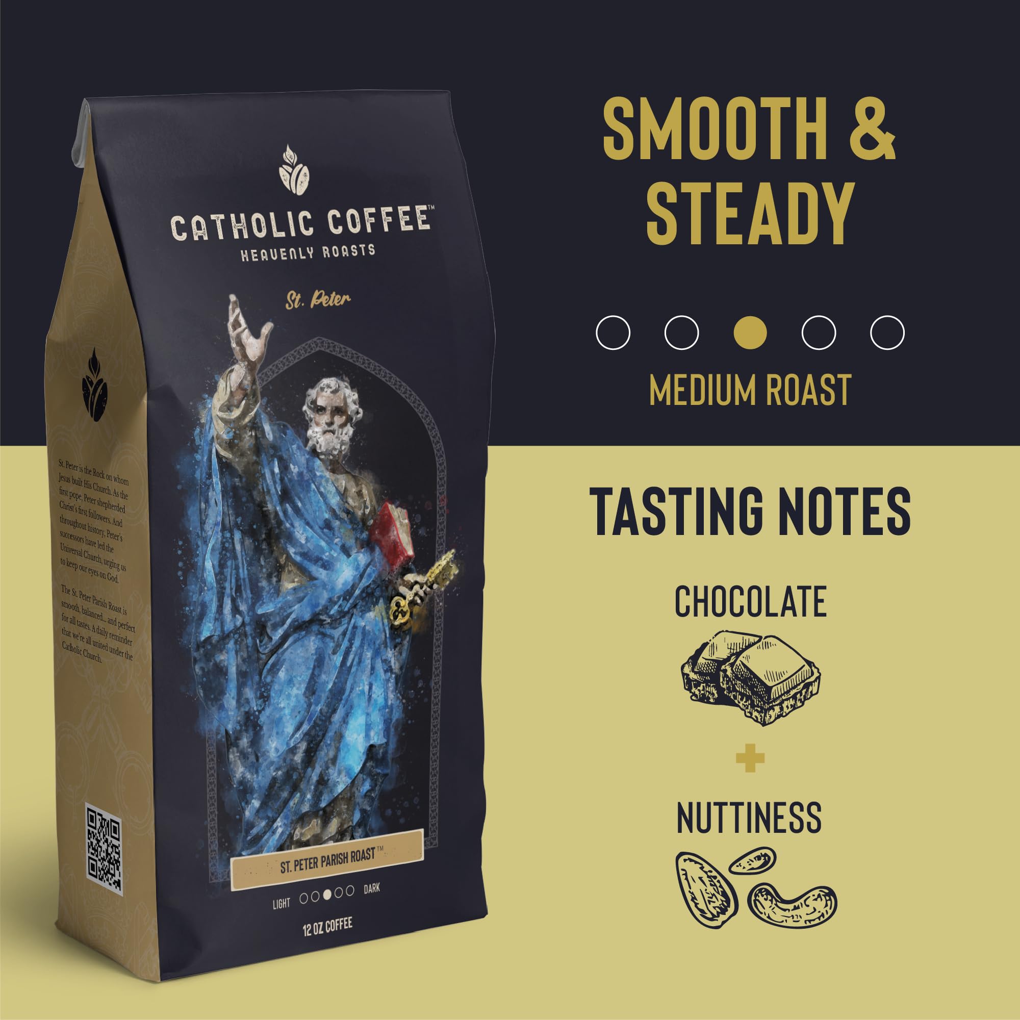 St. Peter Parish Arabica Coffee Whole Bean - Small-Batch Craft Coffee for Catholic Faithful & Coffee Lovers - Perfect for Morning Brew, Church Events & Thoughtful Gifts