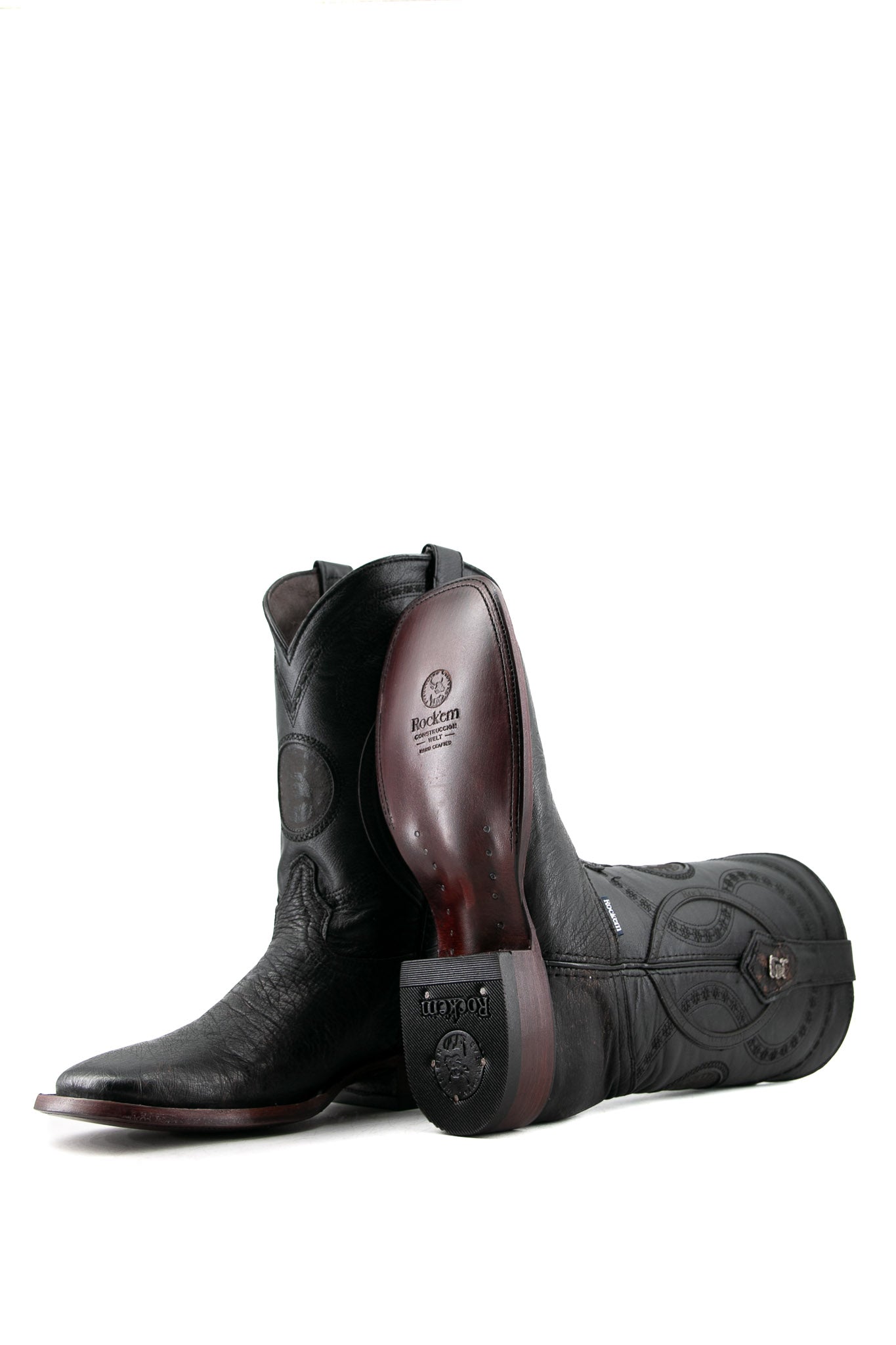 Premium Smooth Ostrich Leather Square Toe Cowboy Boots for Men - Western Style Riding Boots with Exotic Skin - Perfect for Rodeo, Country Music Festivals & Western Fashion
