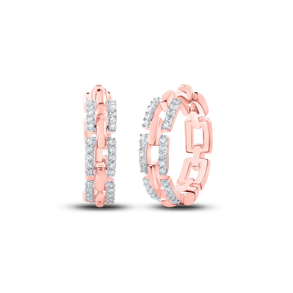 10K Rose Gold Women's Round Diamond Hoop Earrings - 1/3 Carat Total Weight | Elegant Everyday Jewelry for Gifts & Special Occasions