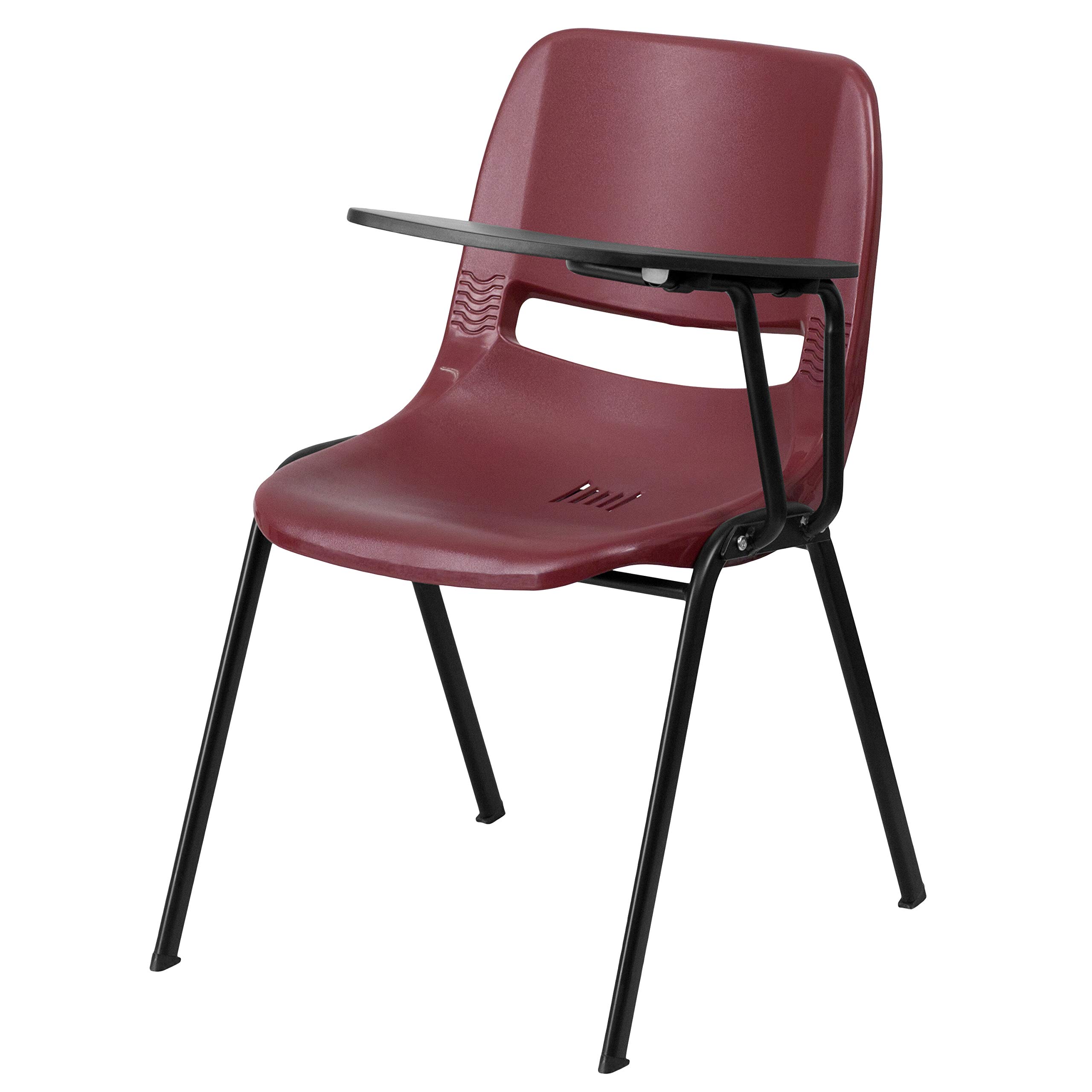 Burgundy Ergonomic Shell Chair with Left-Handed Flip-Up Tablet Arm - Comfortable Office Desk Chair for Home & Work (Ideal for Conference Rooms, Study Areas & Small Spaces)