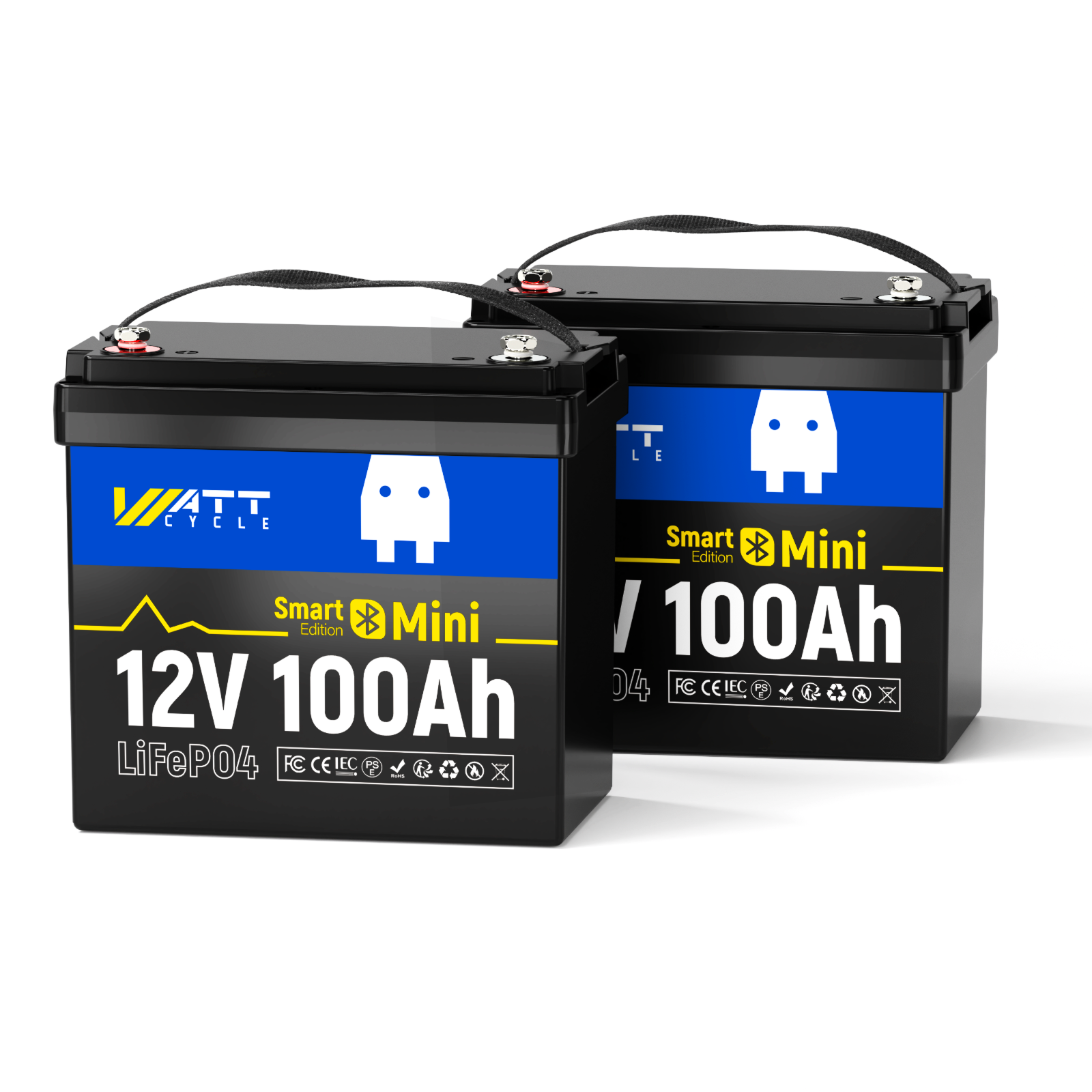 12V 100Ah Mini LiFePO4 Battery with Bluetooth - Lightweight Lithium Iron Phosphate Deep Cycle Battery for RV, Solar, Marine & Off-Grid Power - Perfect for Camping, Boating and Emergency Backup
