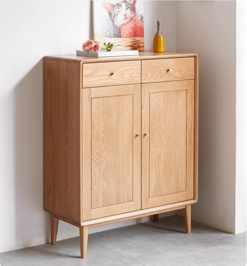 **Solid Oak Wood Shoe Storage Cabinet - Organize Shoes, Boots & Accessories | Perfect for Entryway, Bedroom & Closet Organization**