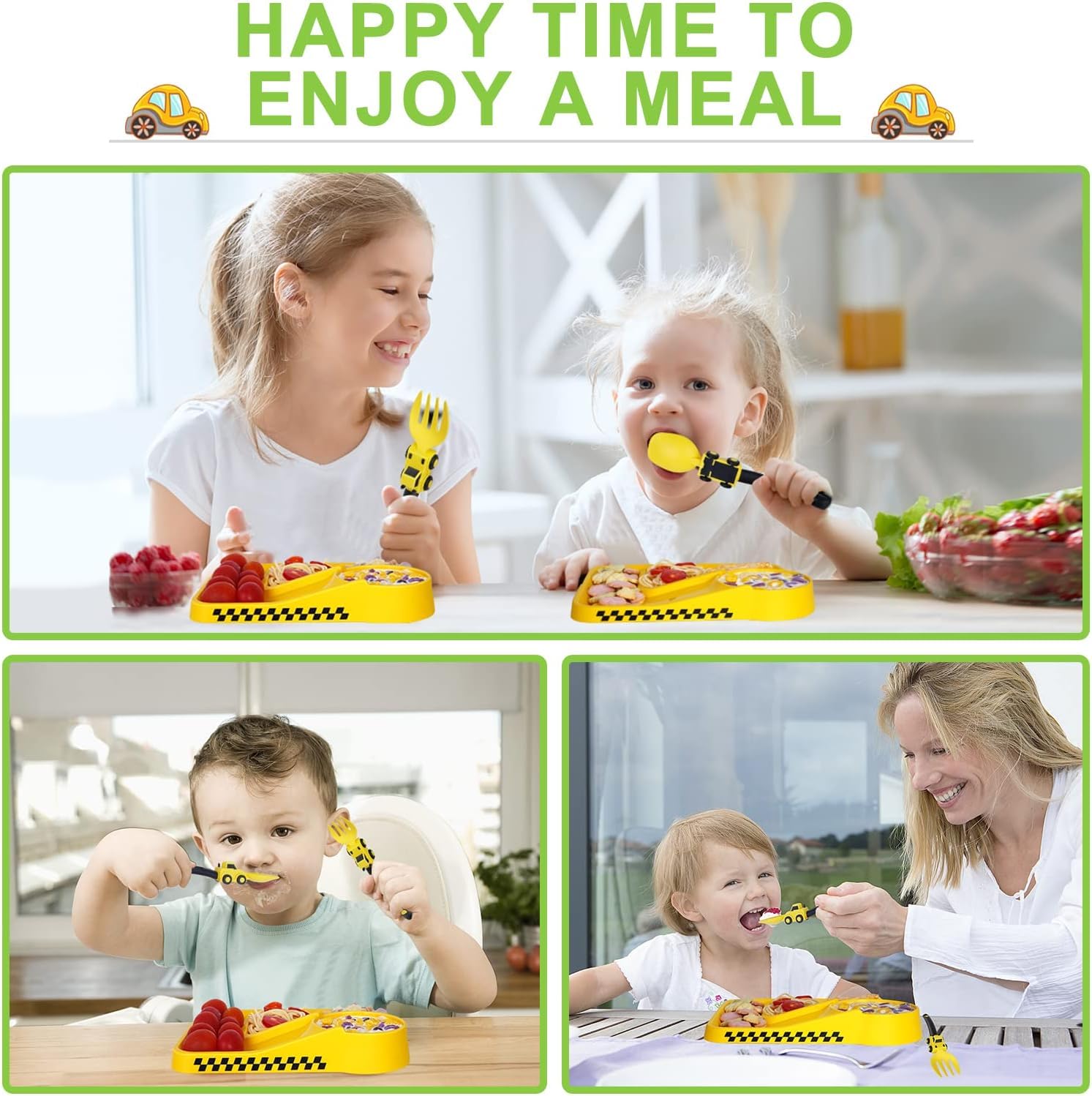 **Toddler Feeding Set with Removable Straw - BPA-Free Baby Plates & Utensils for Kids - Easter & Birthday Gifts - Stocking Stuffers - Yellow (Perfect for Home, Daycare & Travel Use)**